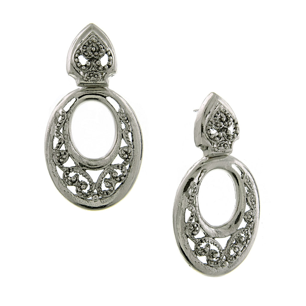 Lace Crescent Oval Post Drop Earrings