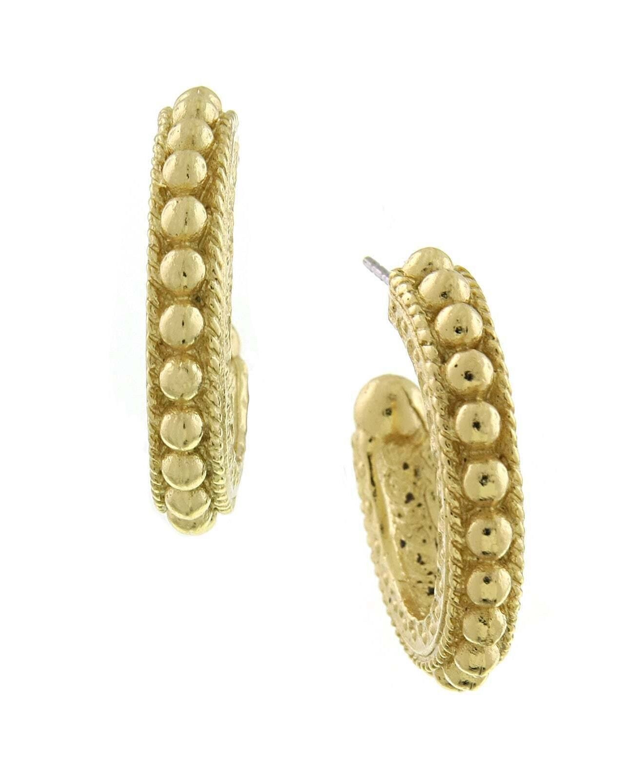 1928 Jewelry Gold Dotted Hoop Earrings