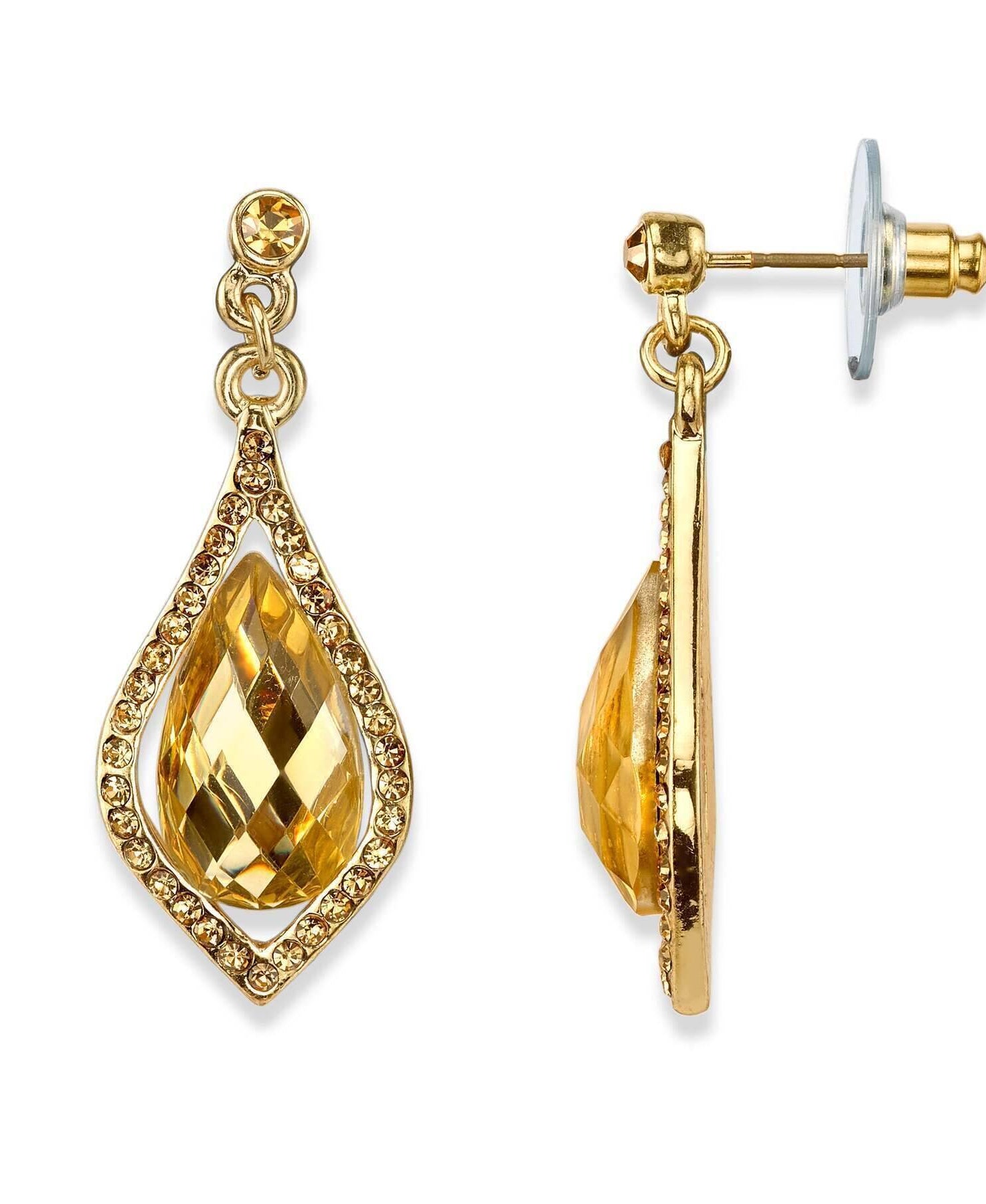 1928 Jewelry Caged Light Topaz Briolette Multi Crystal Drop Earrings