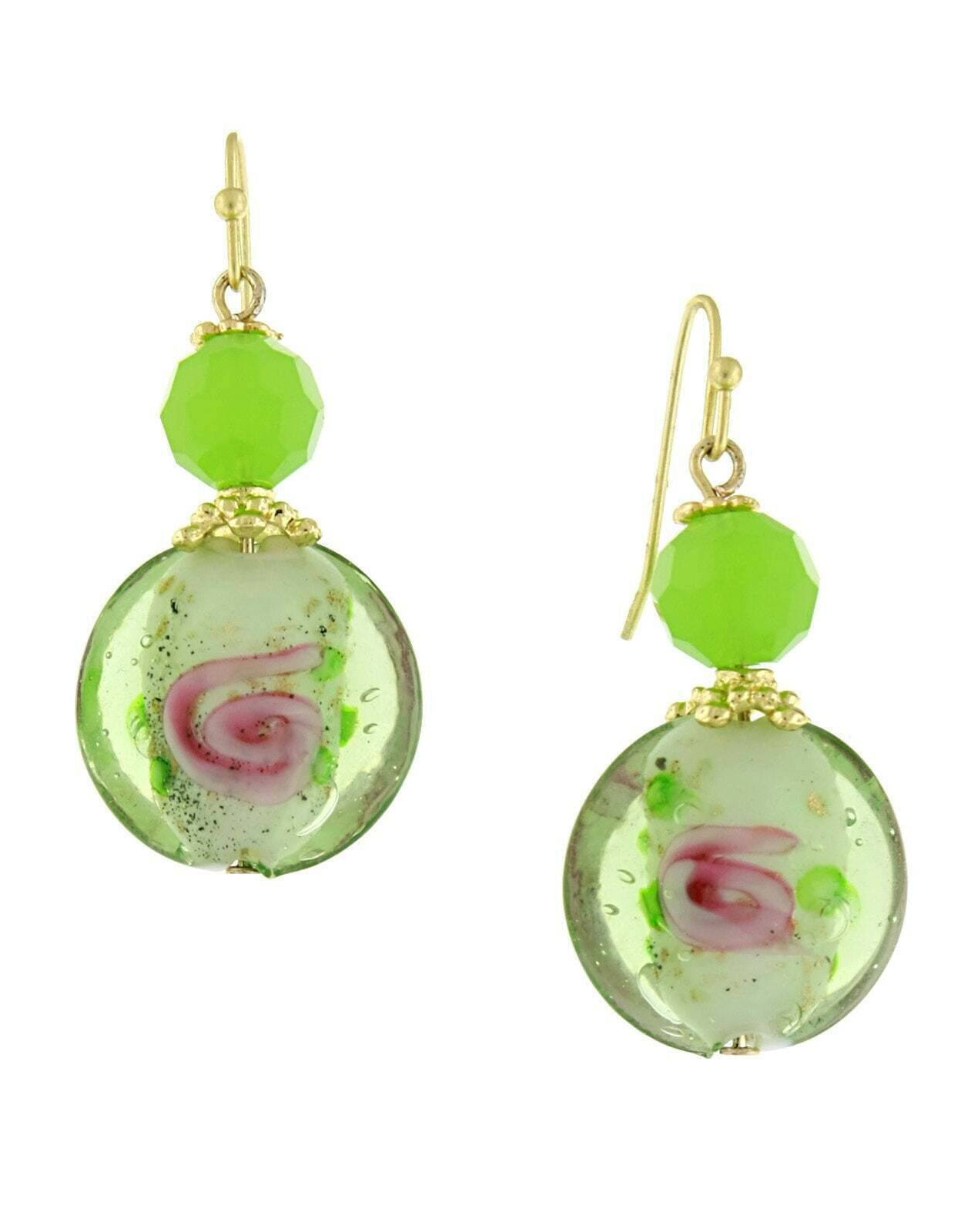 1928 Jewelry Round Pink Floral Drop Earrings