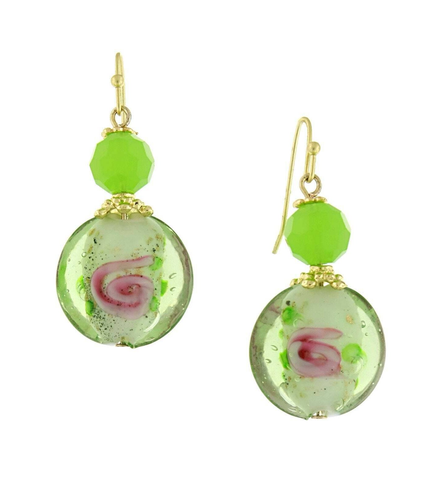 1928 Jewelry Round Pink Floral Drop Earrings