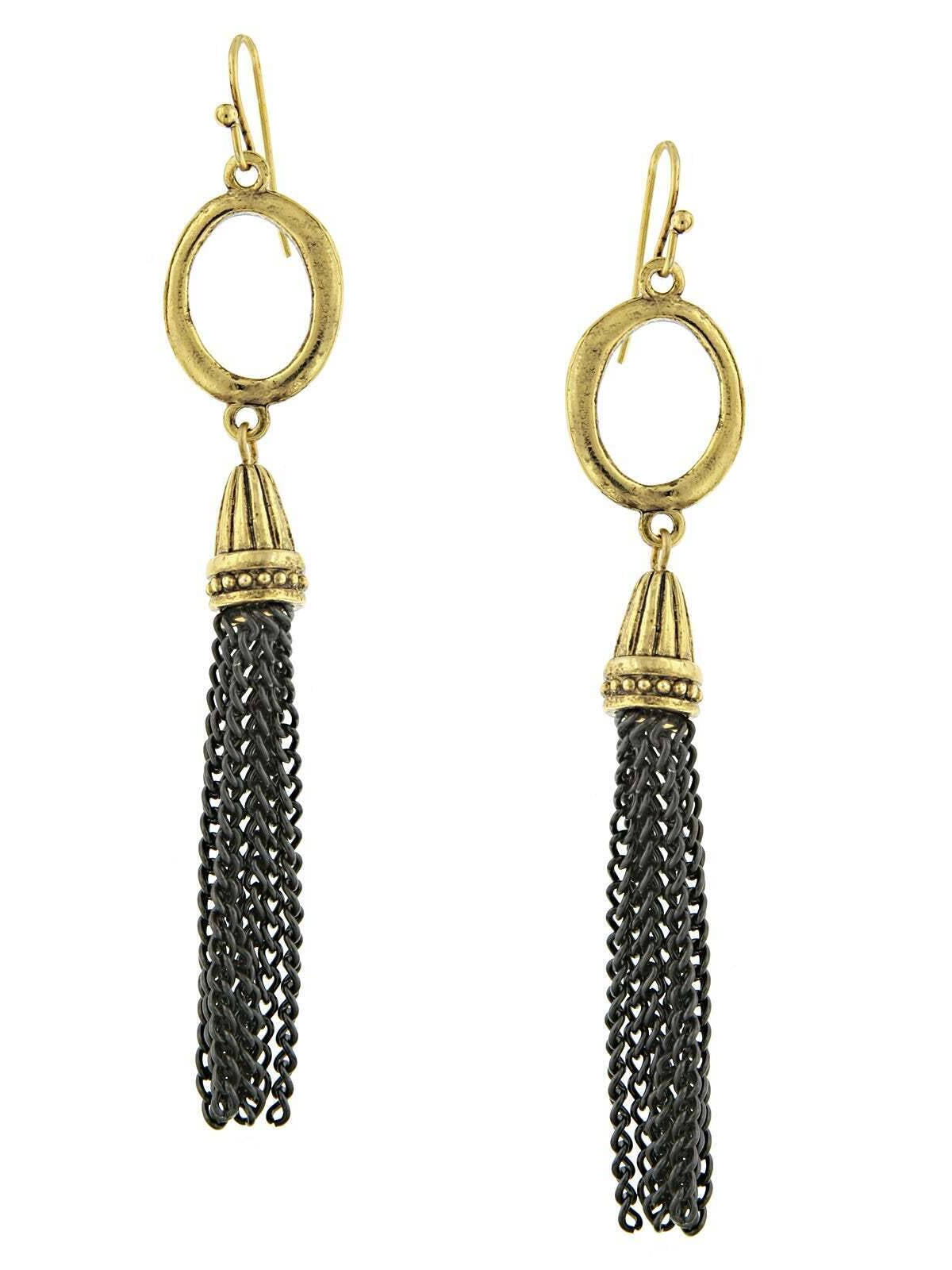 Antiquities Couture Two Tone Tassel Drop Earrings