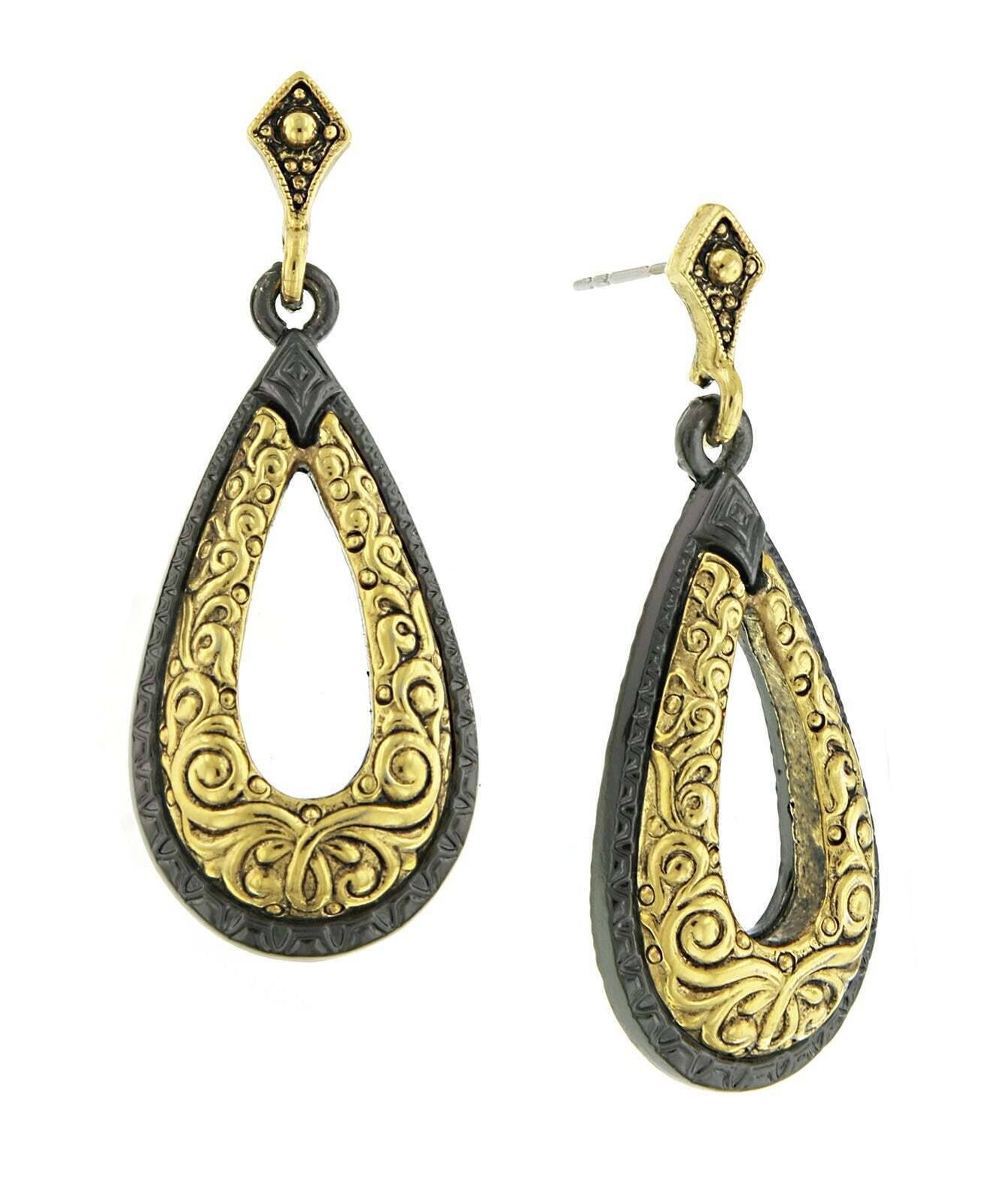 Antiquities Couture Two Tone Teardrop Earrings