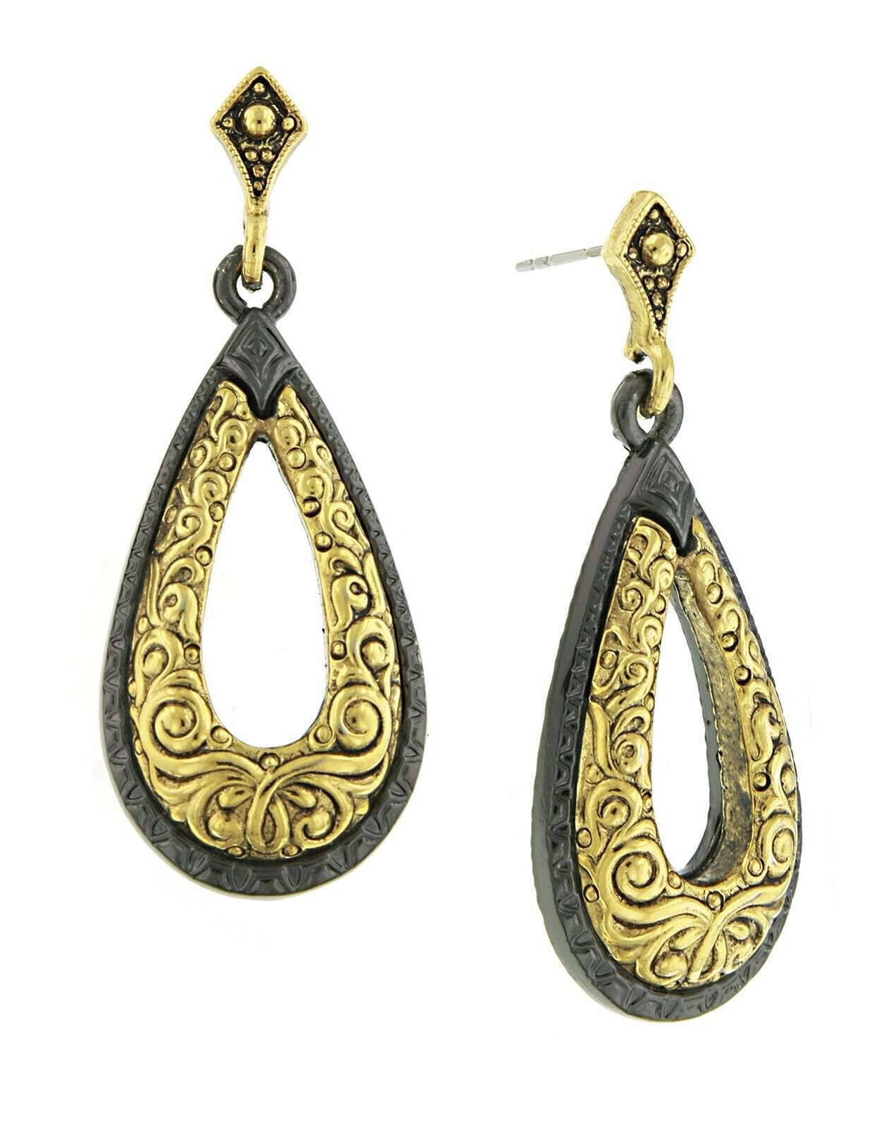 Antiquities Couture Two Tone Teardrop Earrings