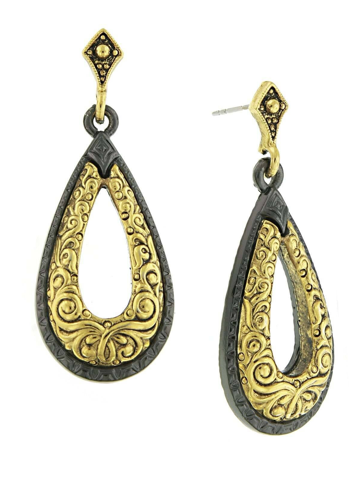 Antiquities Couture Two Tone Teardrop Earrings