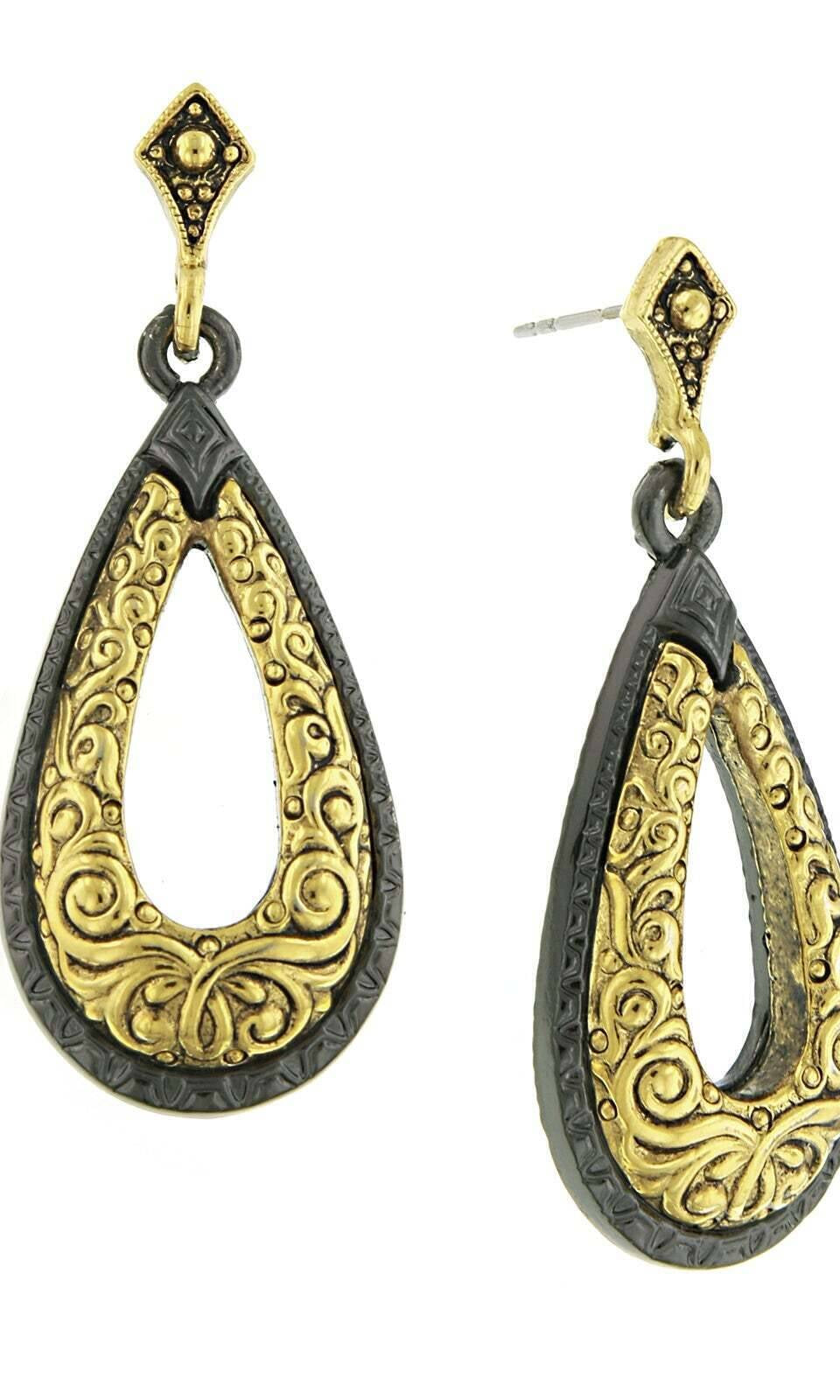 Antiquities Couture Two Tone Teardrop Earrings