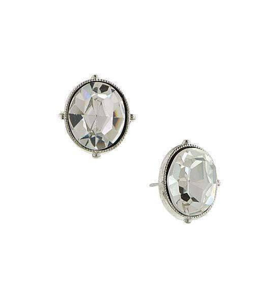 Antiquities Couture Austrian Crystal Oval Stud Earrings