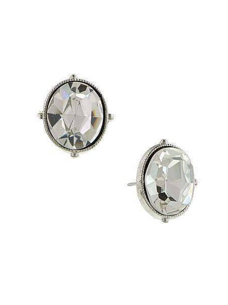 Antiquities Couture Austrian Crystal Oval Stud Earrings