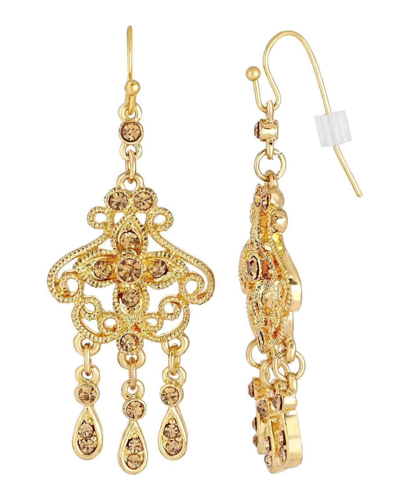 2028 Jewelry Smokey Topaz Crystal Chandelier Drop Earrings