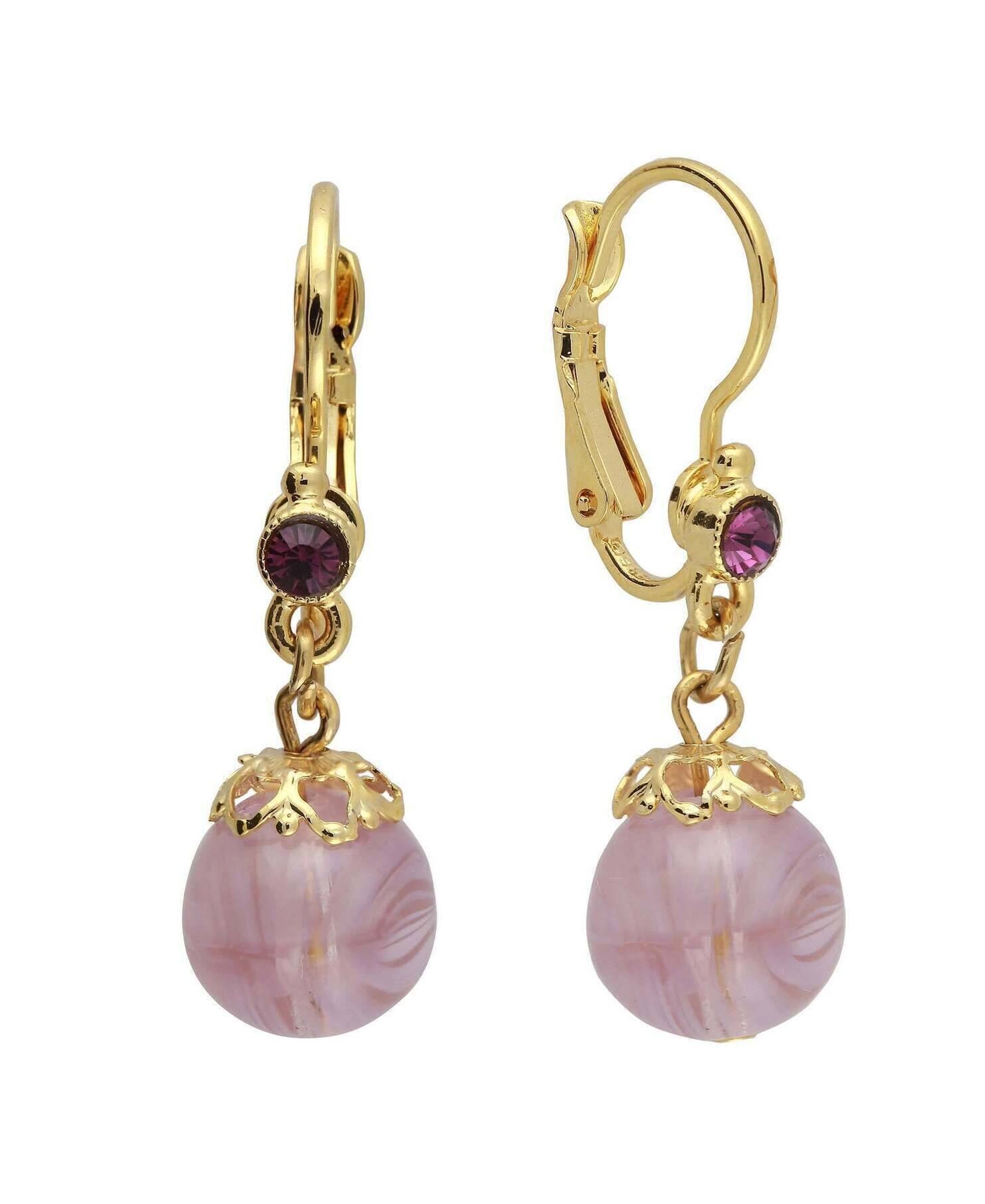 1928 Jewelry Round Amethyst Color Drop Earrings