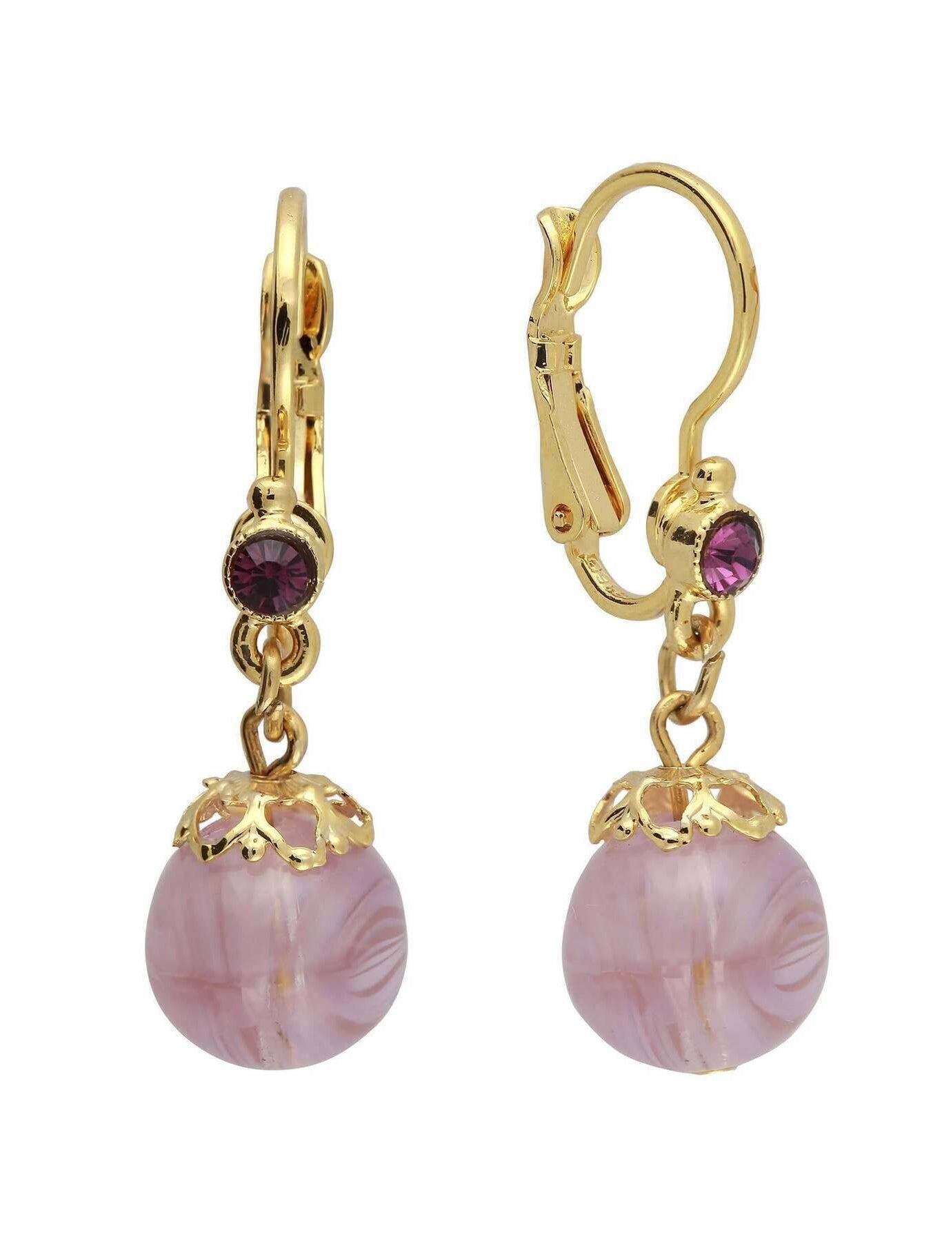 1928 Jewelry Round Amethyst Color Drop Earrings