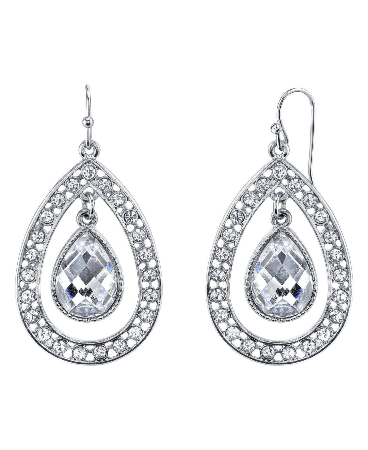 1928 Jewelry Crystal Caged Teardrop Earrings