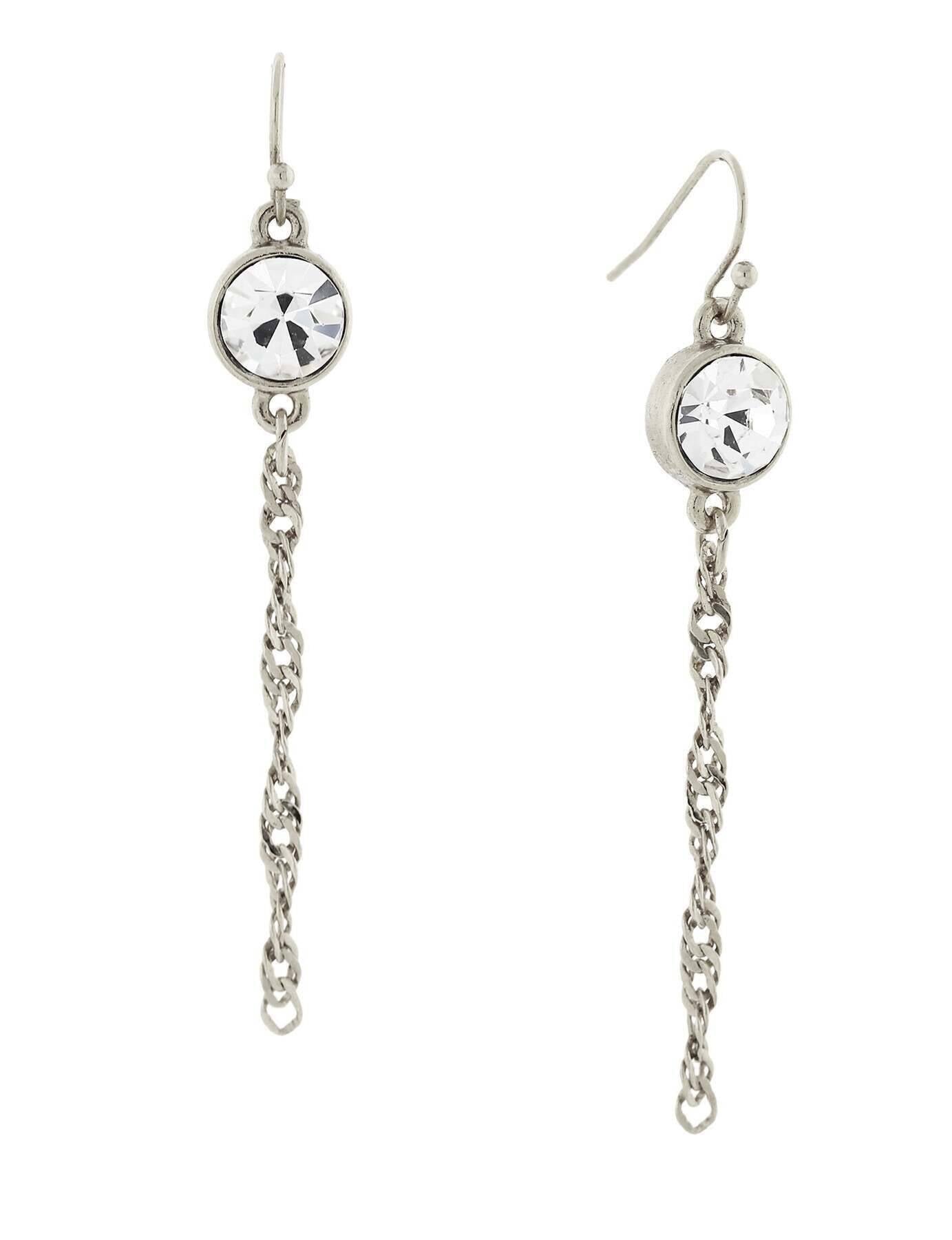 1928 Jewelry Crystal Chain Linear Drop Earrings