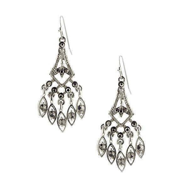 1928 Jewelry Hematite Color Chandelier Drop Earrings