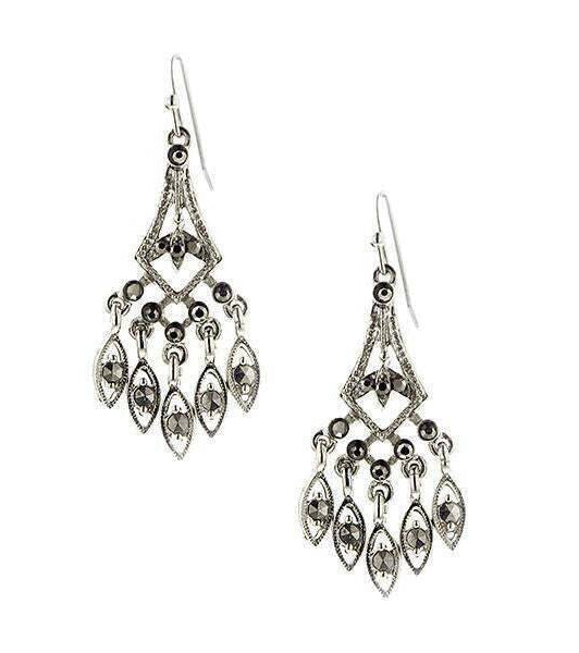 1928 Jewelry Hematite Color Chandelier Drop Earrings