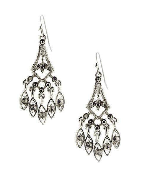 1928 Jewelry Hematite Color Chandelier Drop Earrings