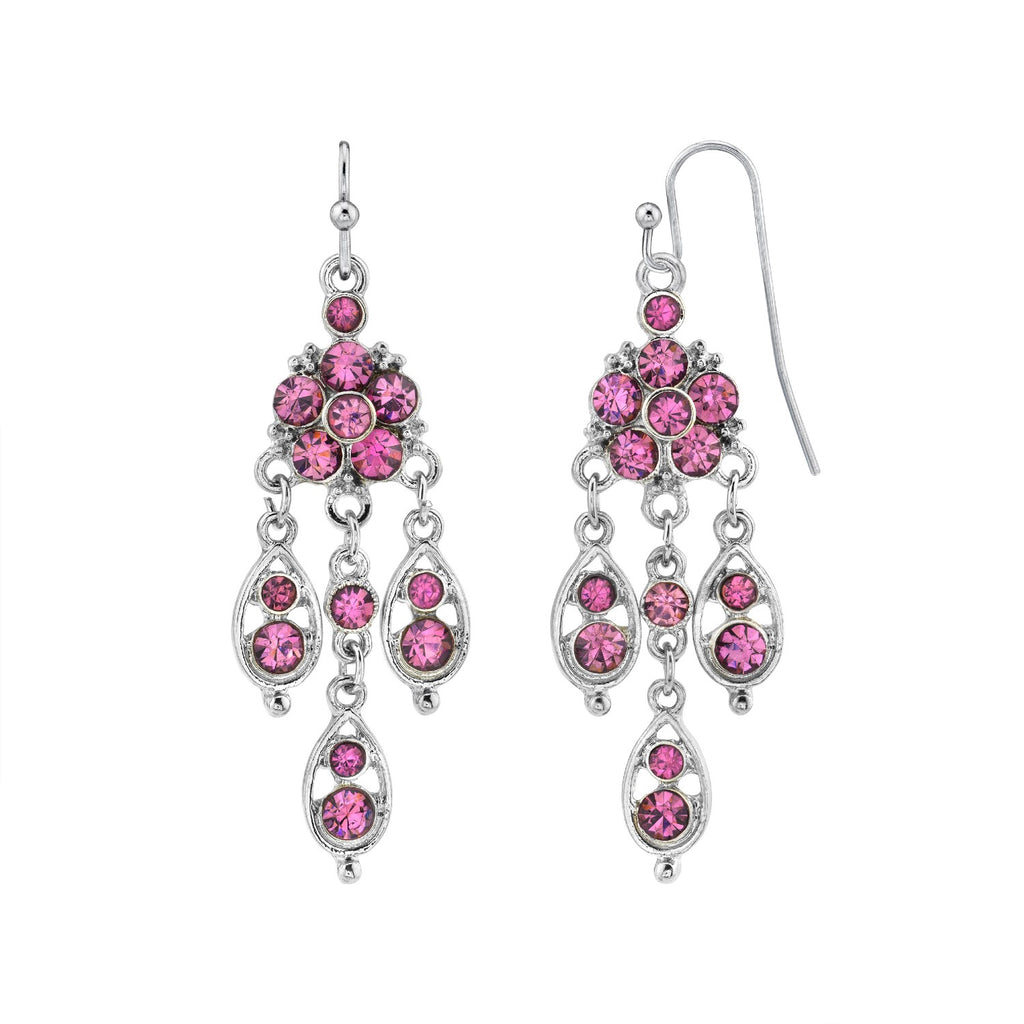 Purple 2028 Jewelry Flower Chandelier Multi Crystal Drop Earrings
