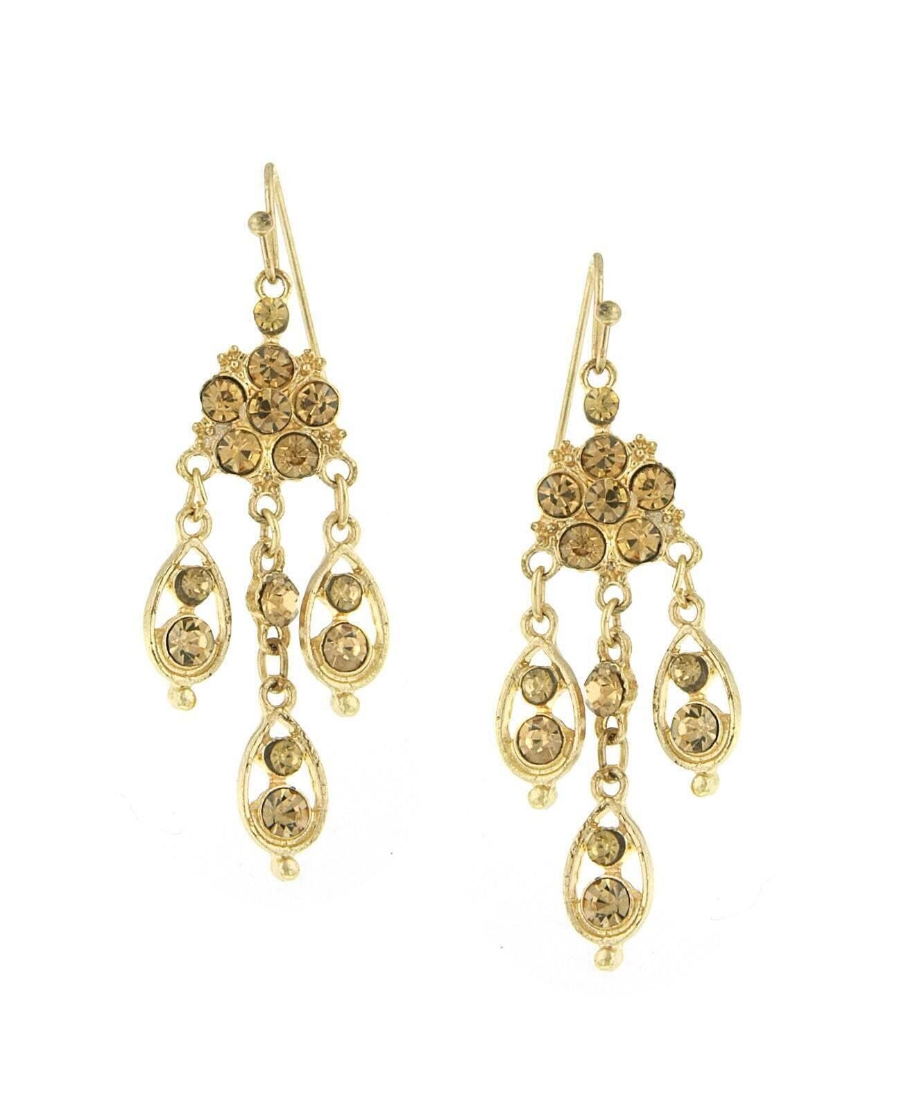 2028 Jewelry Flower Chandelier Multi Crystal Drop Earrings