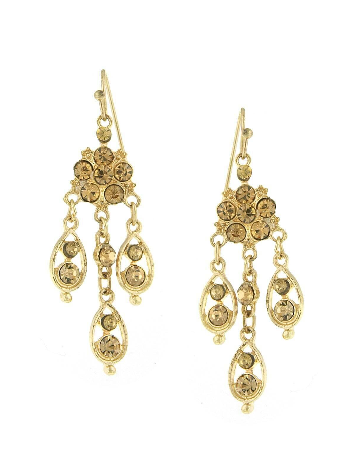 2028 Jewelry Flower Chandelier Multi Crystal Drop Earrings