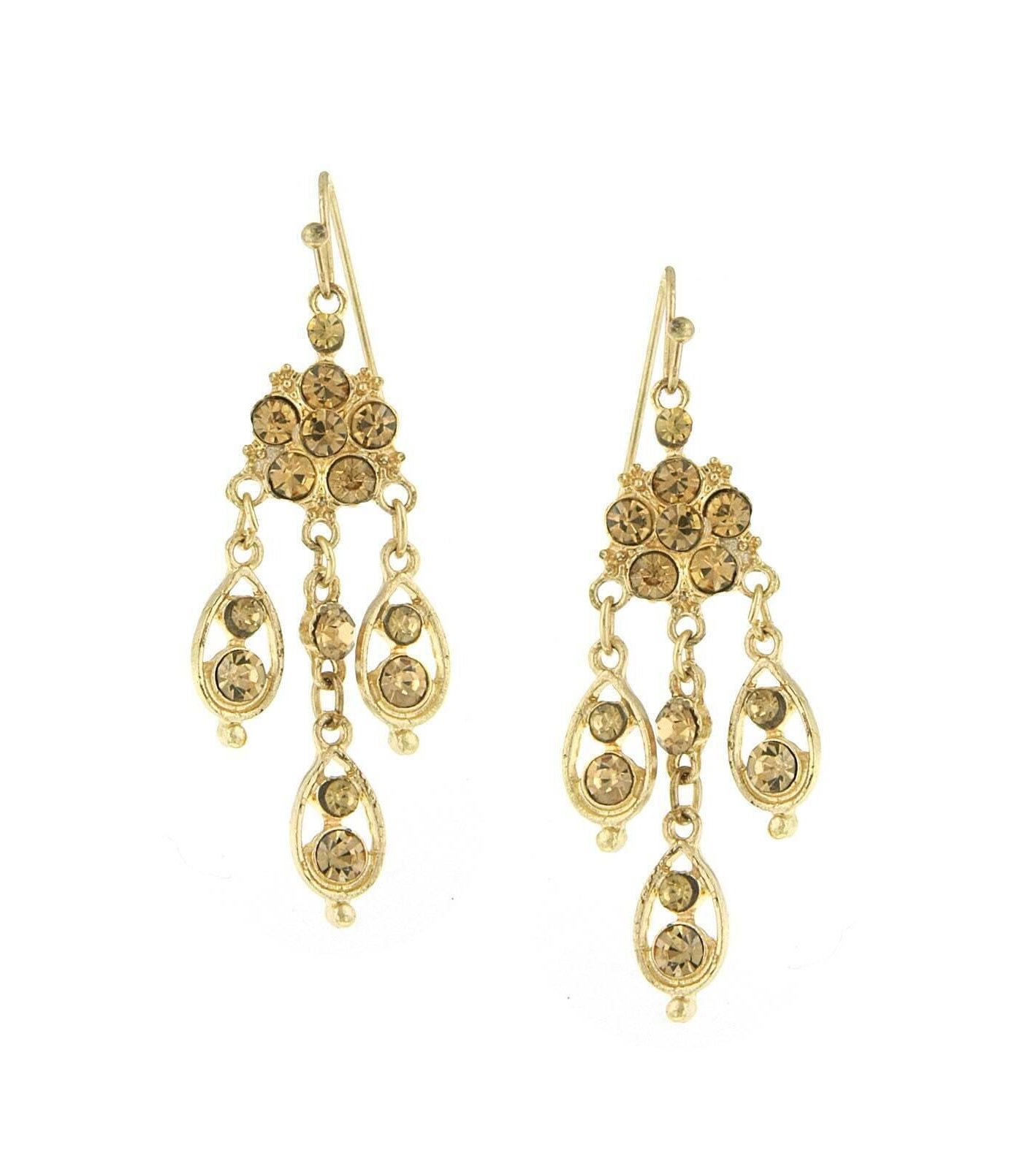 2028 Jewelry Flower Chandelier Multi Crystal Drop Earrings