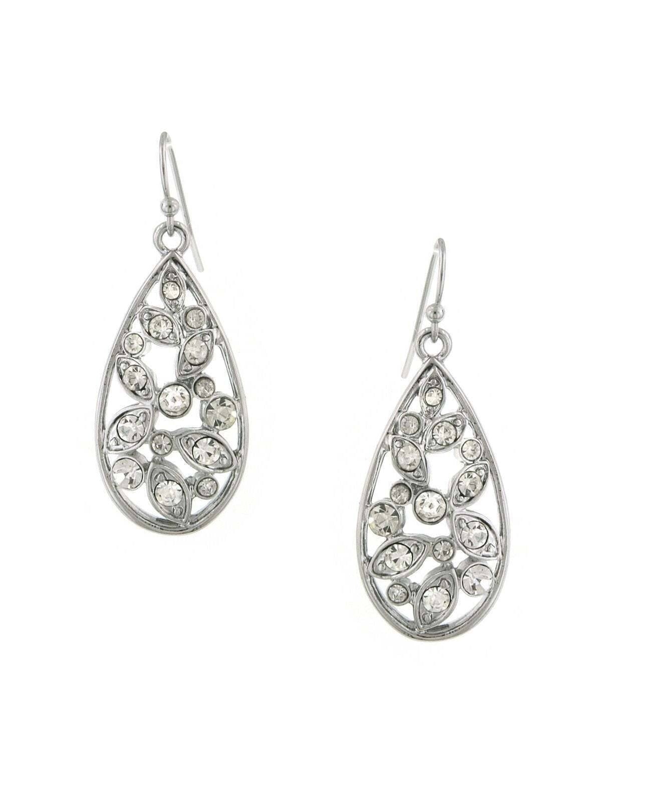 1928 Jewelry Multi Crystal Clear Teardrop Earrings