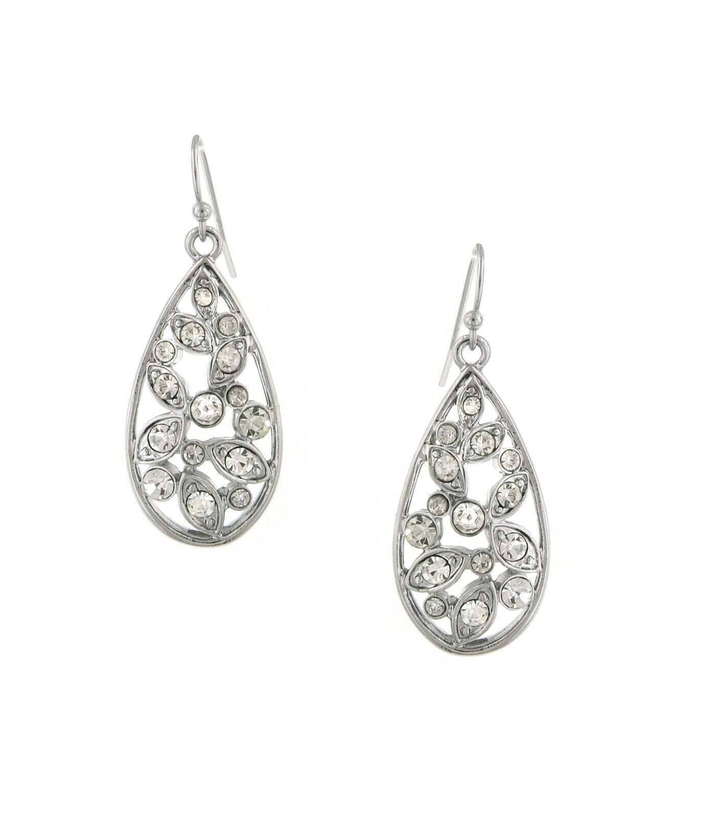 1928 Jewelry Multi Crystal Clear Teardrop Earrings