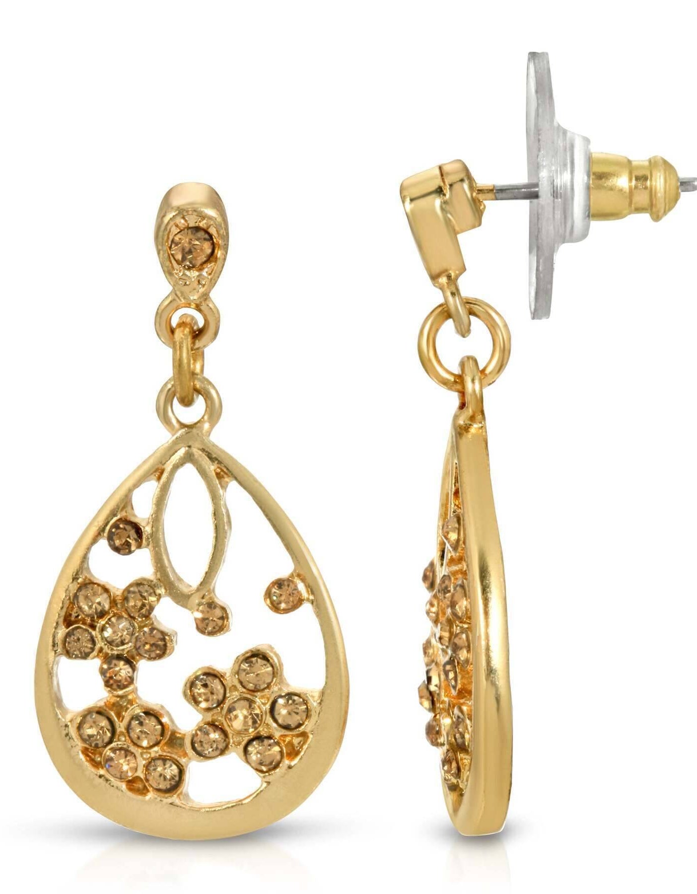 1928 Jewelry Light Topaz Crystal Teardrop Earrings