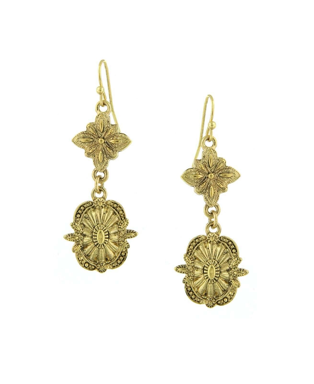 1928 Jewelry Tailored Double Starburst Drop Earrings