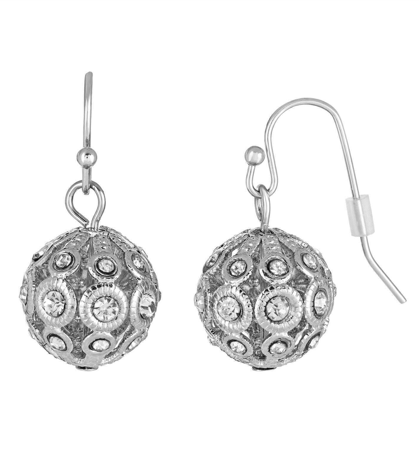 1928 Jewelry Crystal Ball Drop Earrings