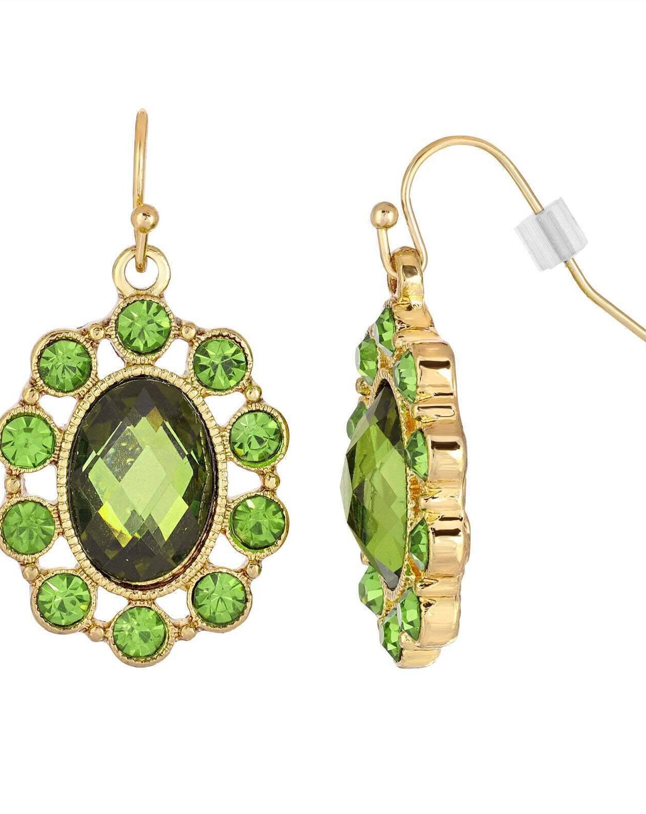 1928 Jewelry Oval Stone Multi Crystal Drop Earrings