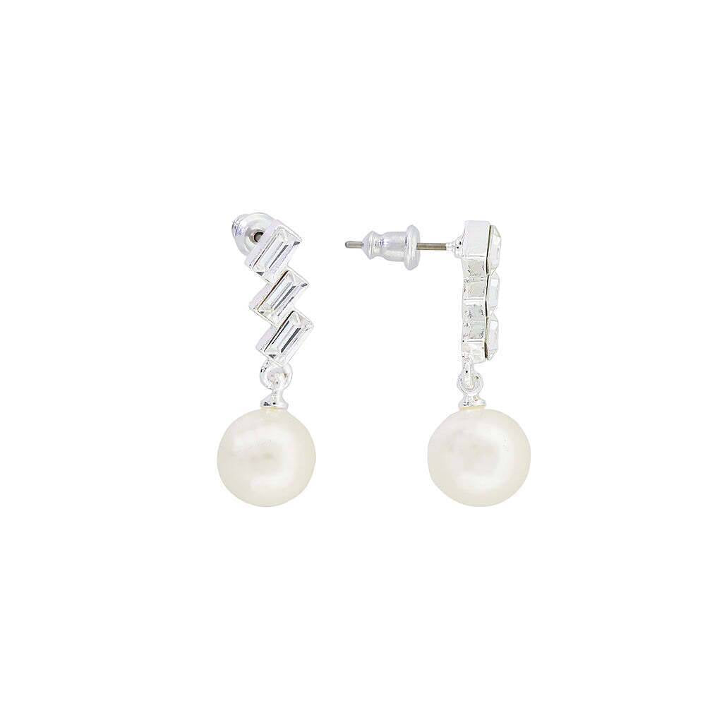 2028 Jewelry Austrian Crystal White Faux Pearl Drop Earrings