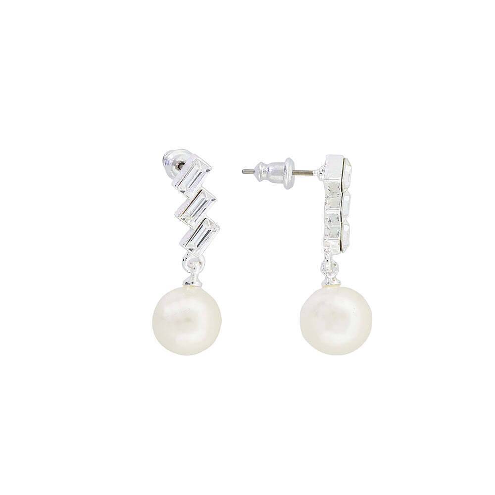 2028 Jewelry Austrian Crystal White Faux Pearl Drop Earrings