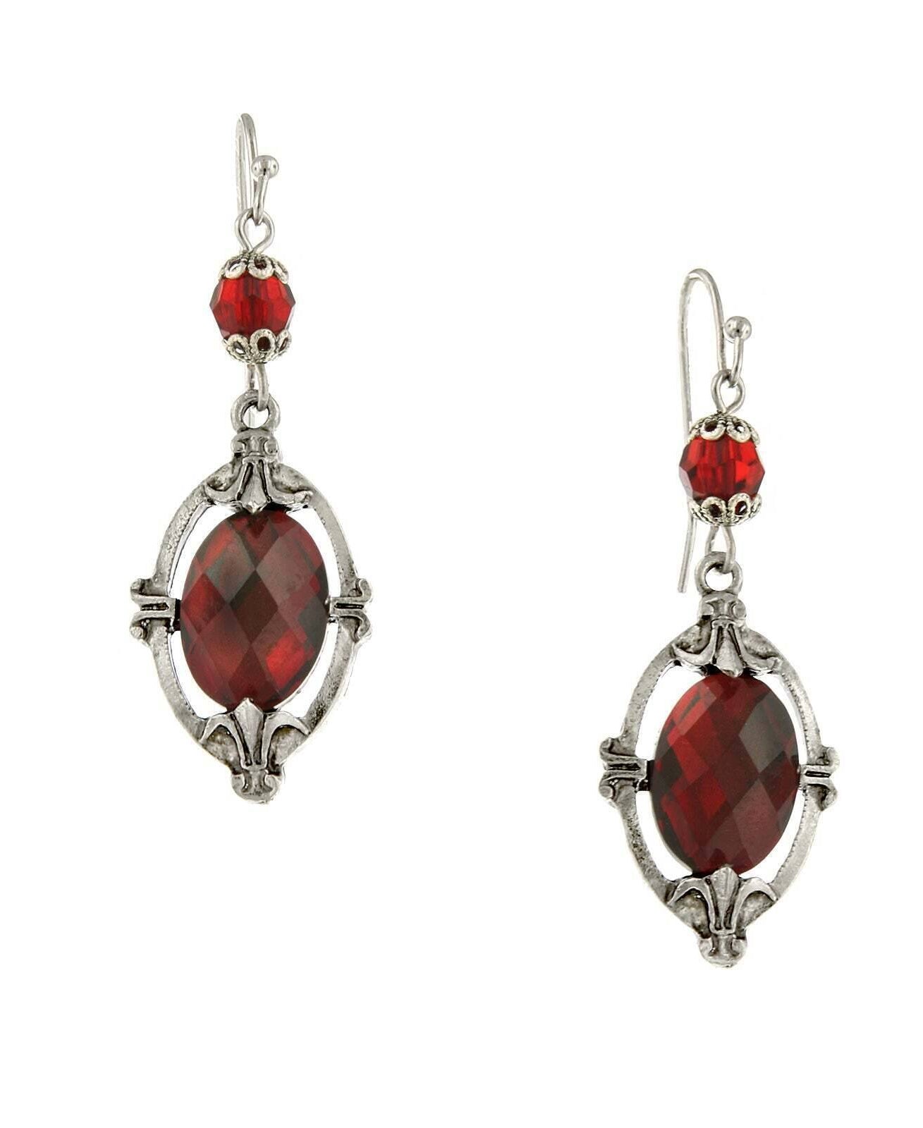 2028 Jewelry Siam Red Oval Drop Earrings