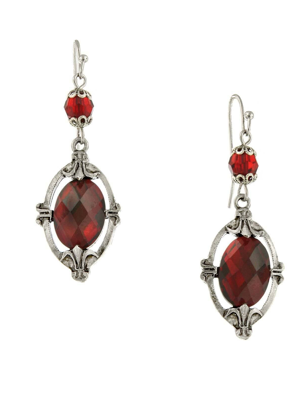 2028 Jewelry Siam Red Oval Drop Earrings