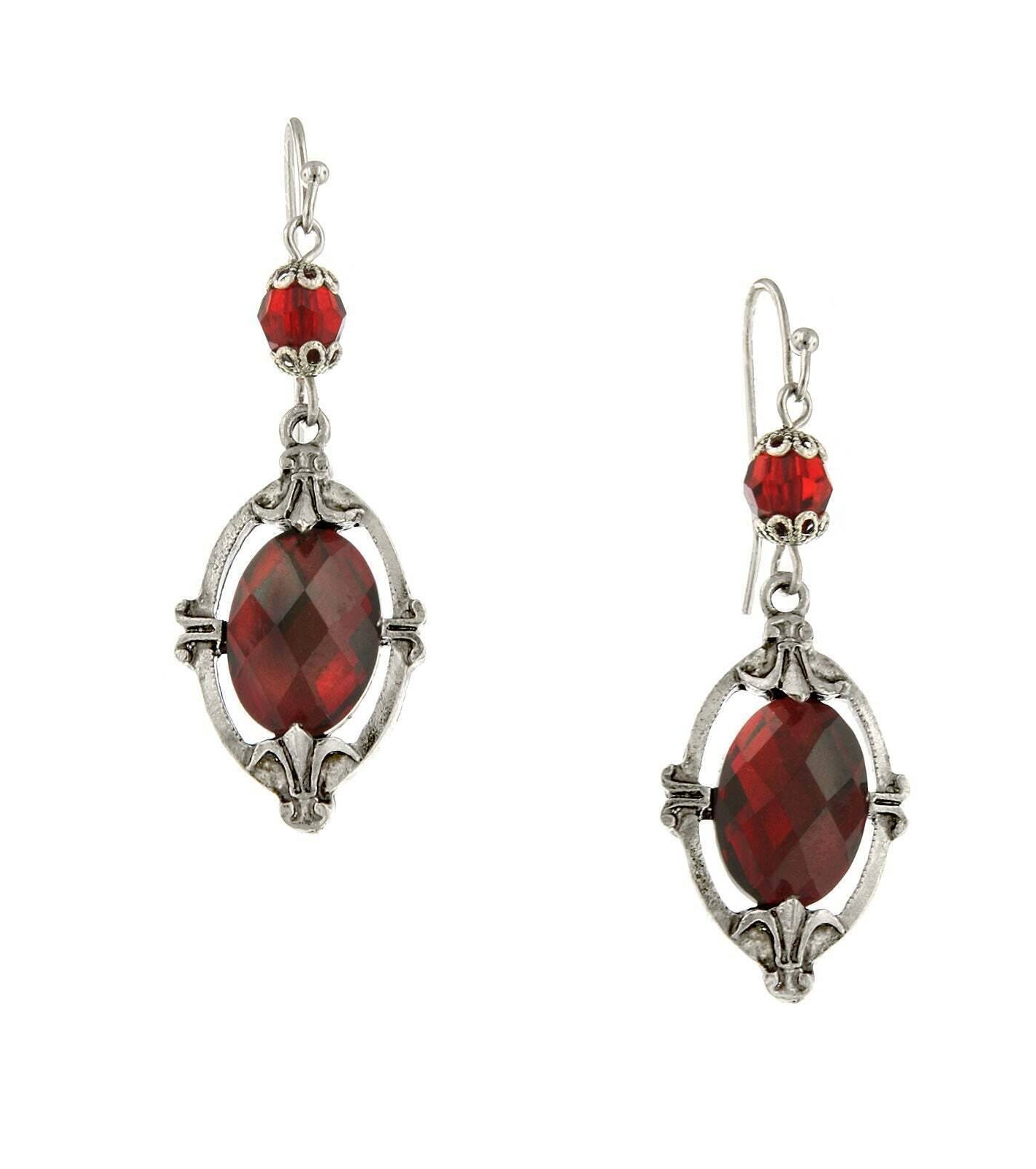 2028 Jewelry Siam Red Oval Drop Earrings