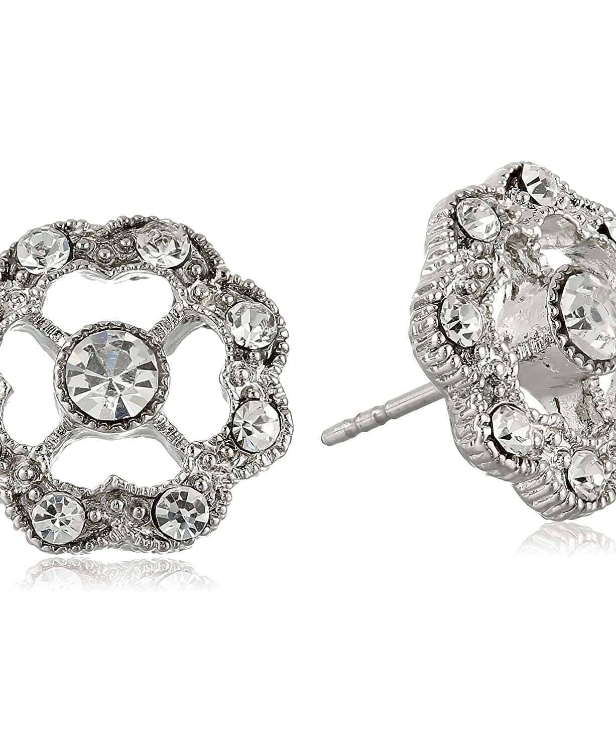 1928 Jewelry Crystal Open Faced Stud Earrings