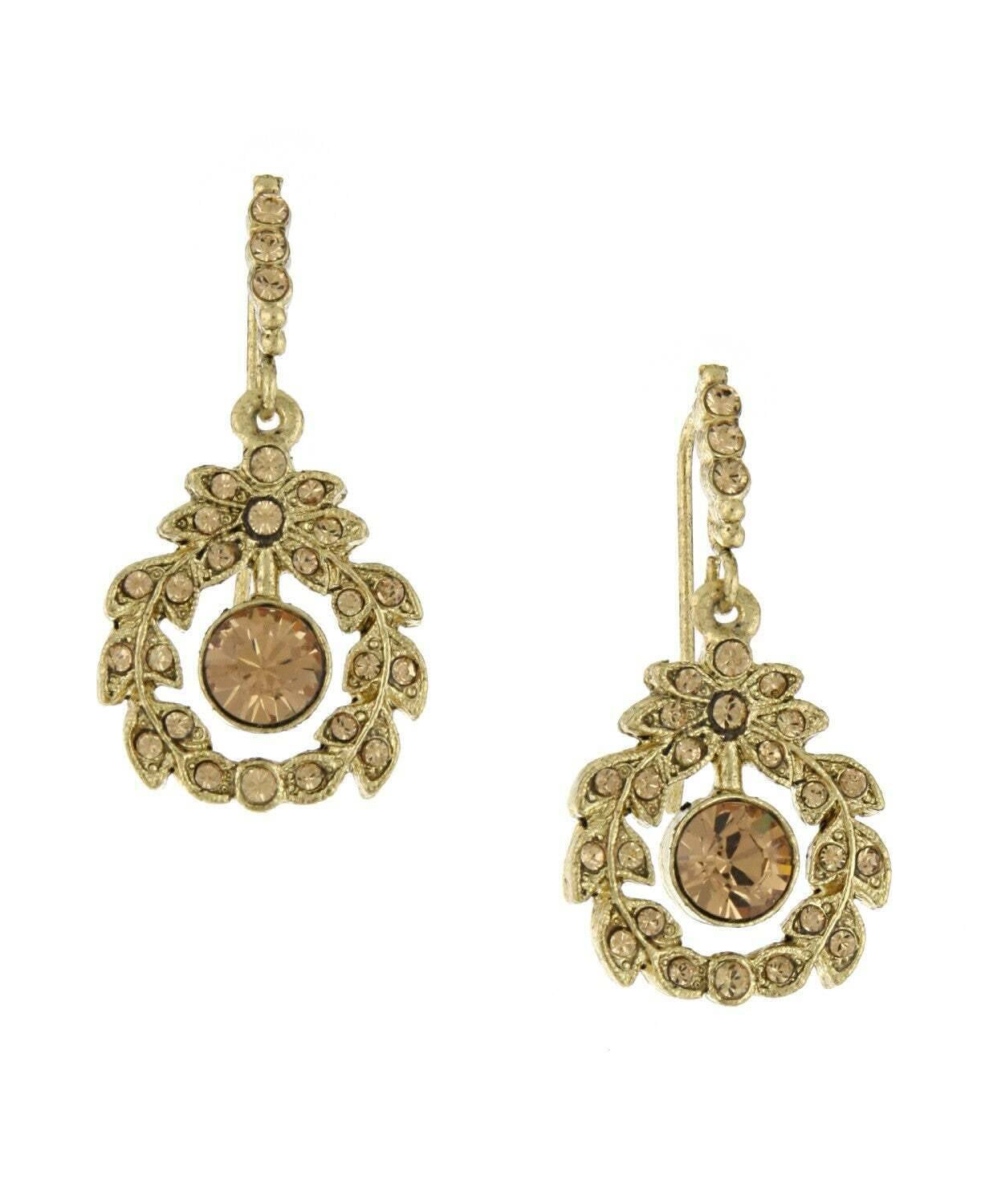 1928 Jewelry Light Colorado Topaz Crystal Wreath Drop Earrings