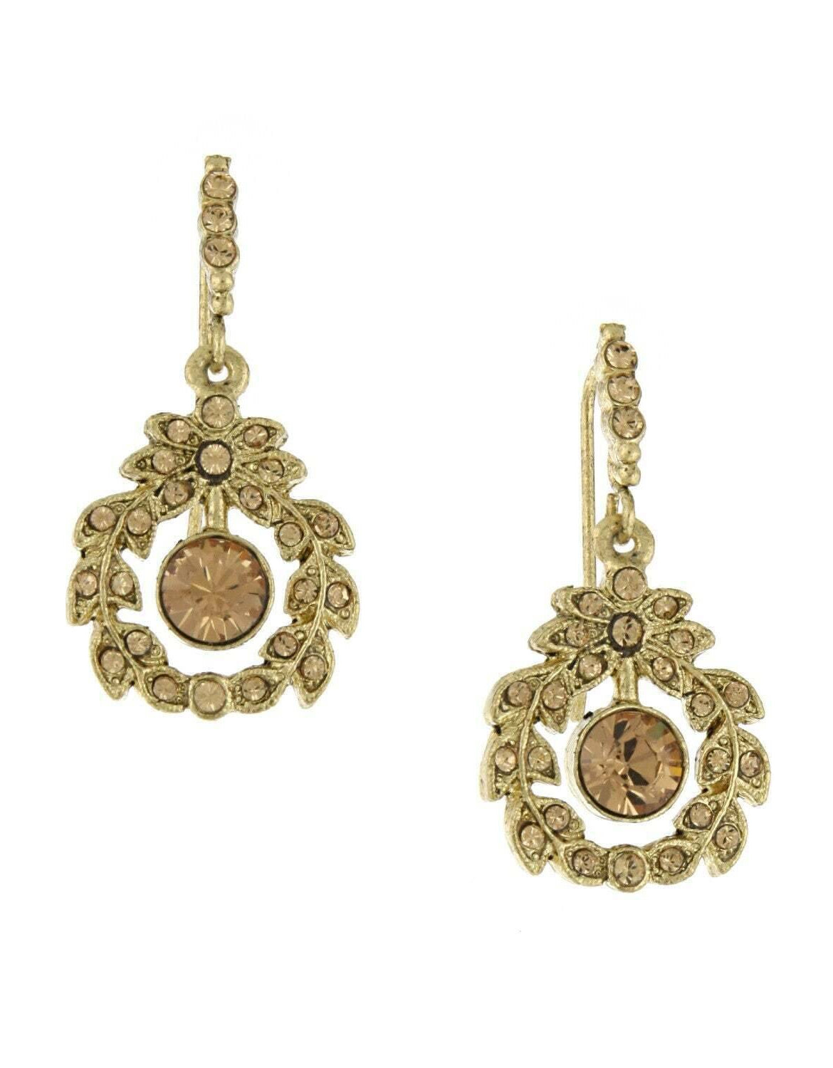 1928 Jewelry Light Colorado Topaz Crystal Wreath Drop Earrings