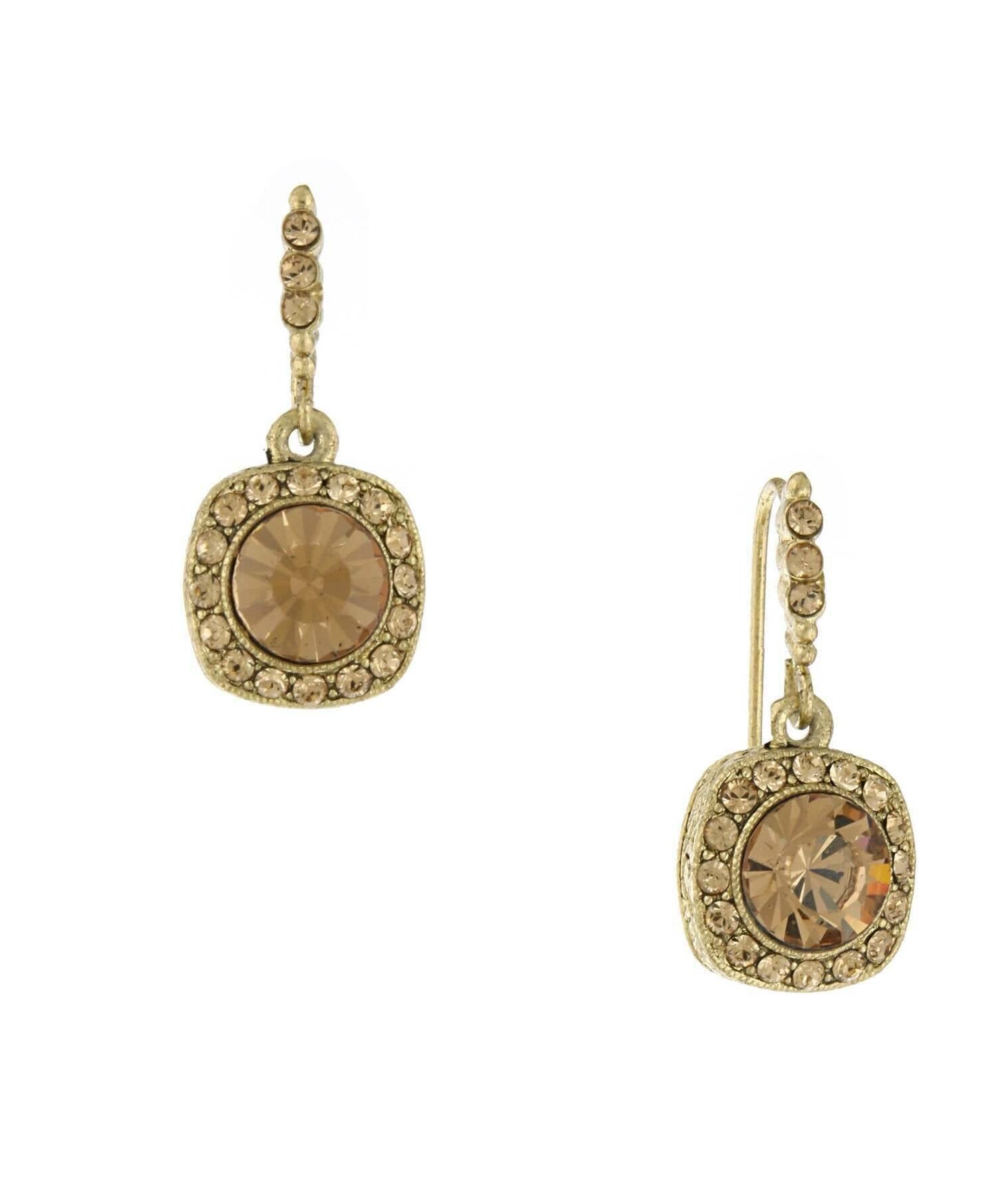 1928 Jewelry Light Topaz Stone & Crystal Drop Earrings