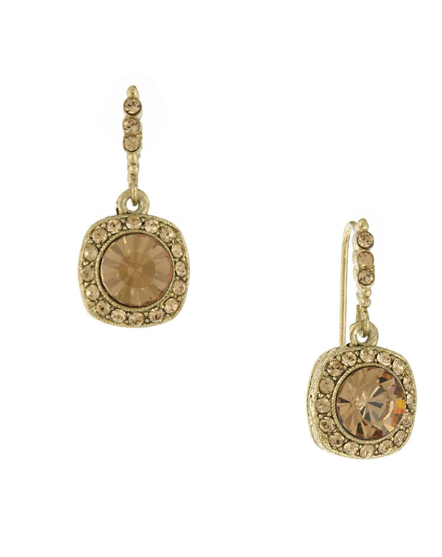 1928 Jewelry Light Topaz Stone & Crystal Drop Earrings