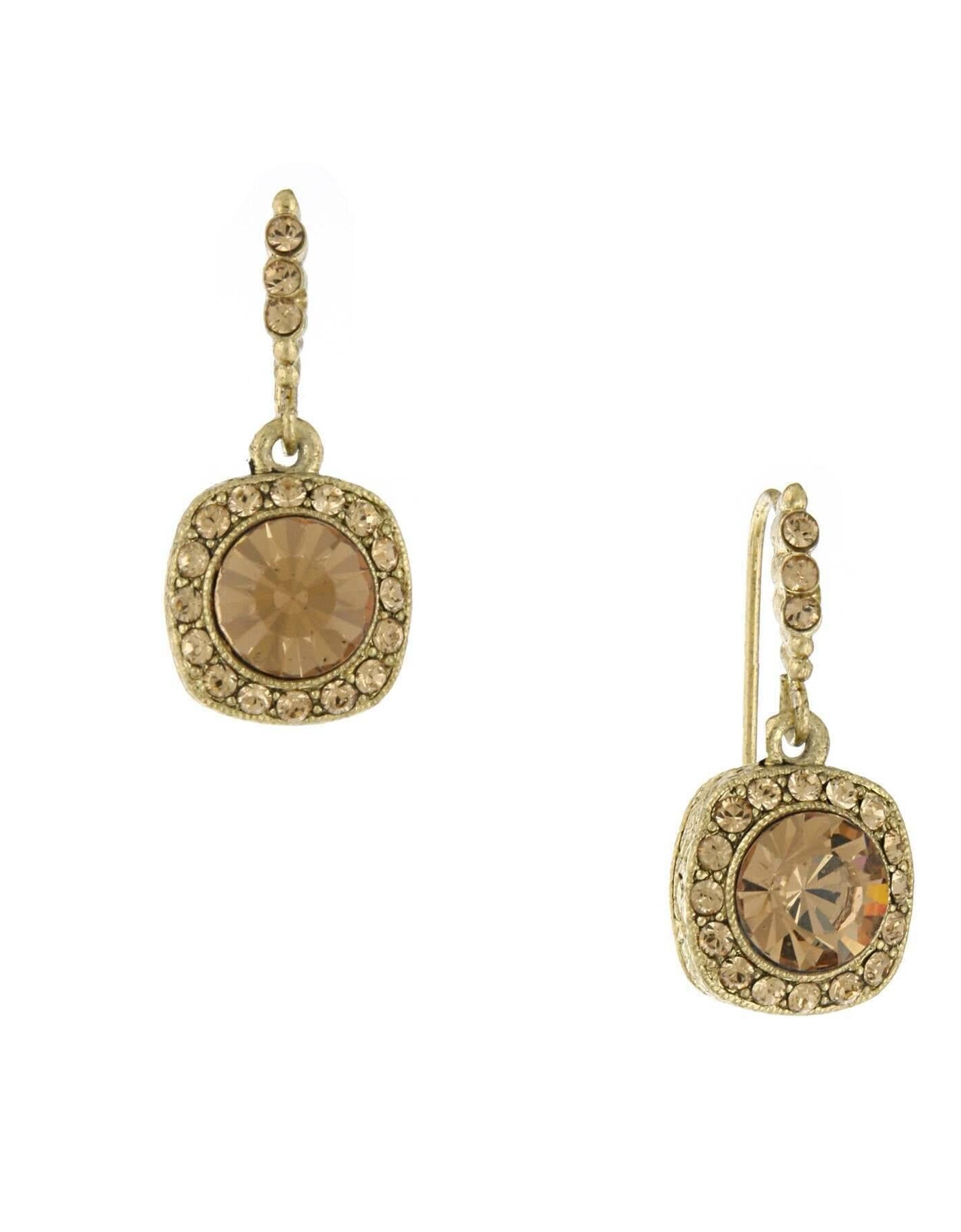 1928 Jewelry Light Topaz Stone & Crystal Drop Earrings