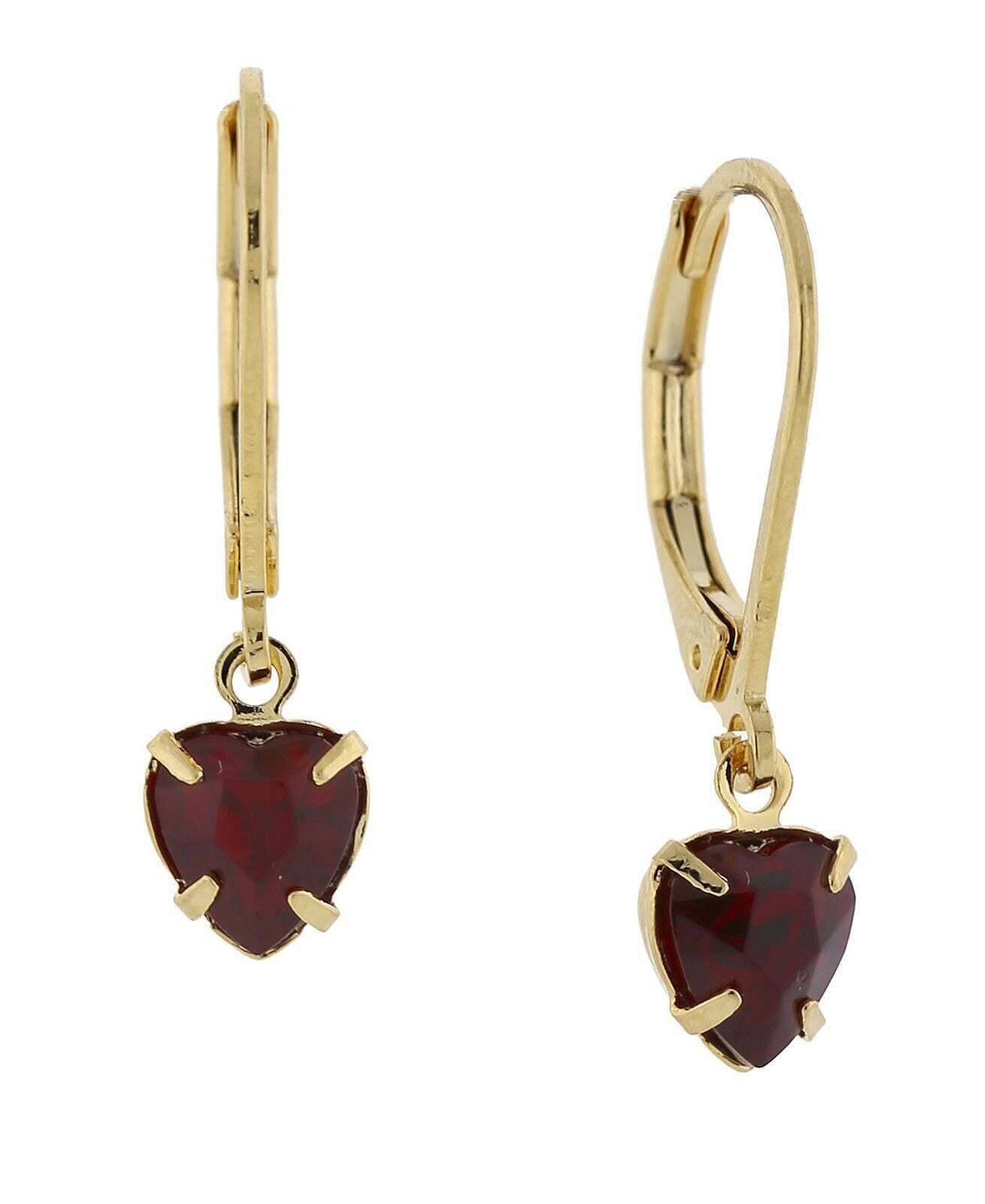 1928 Jewelry Petite Siam Red Heart Drop Earrings