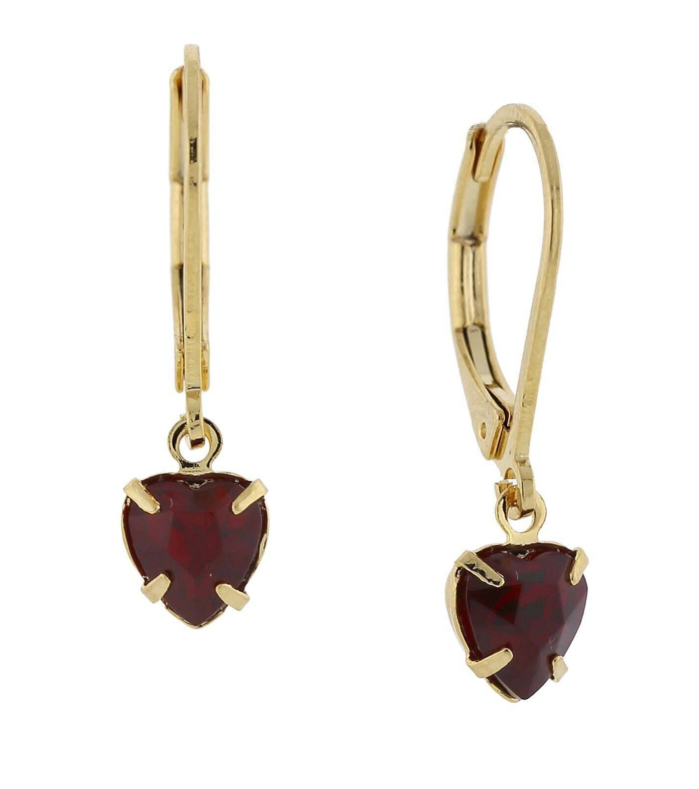 1928 Jewelry Petite Siam Red Heart Drop Earrings