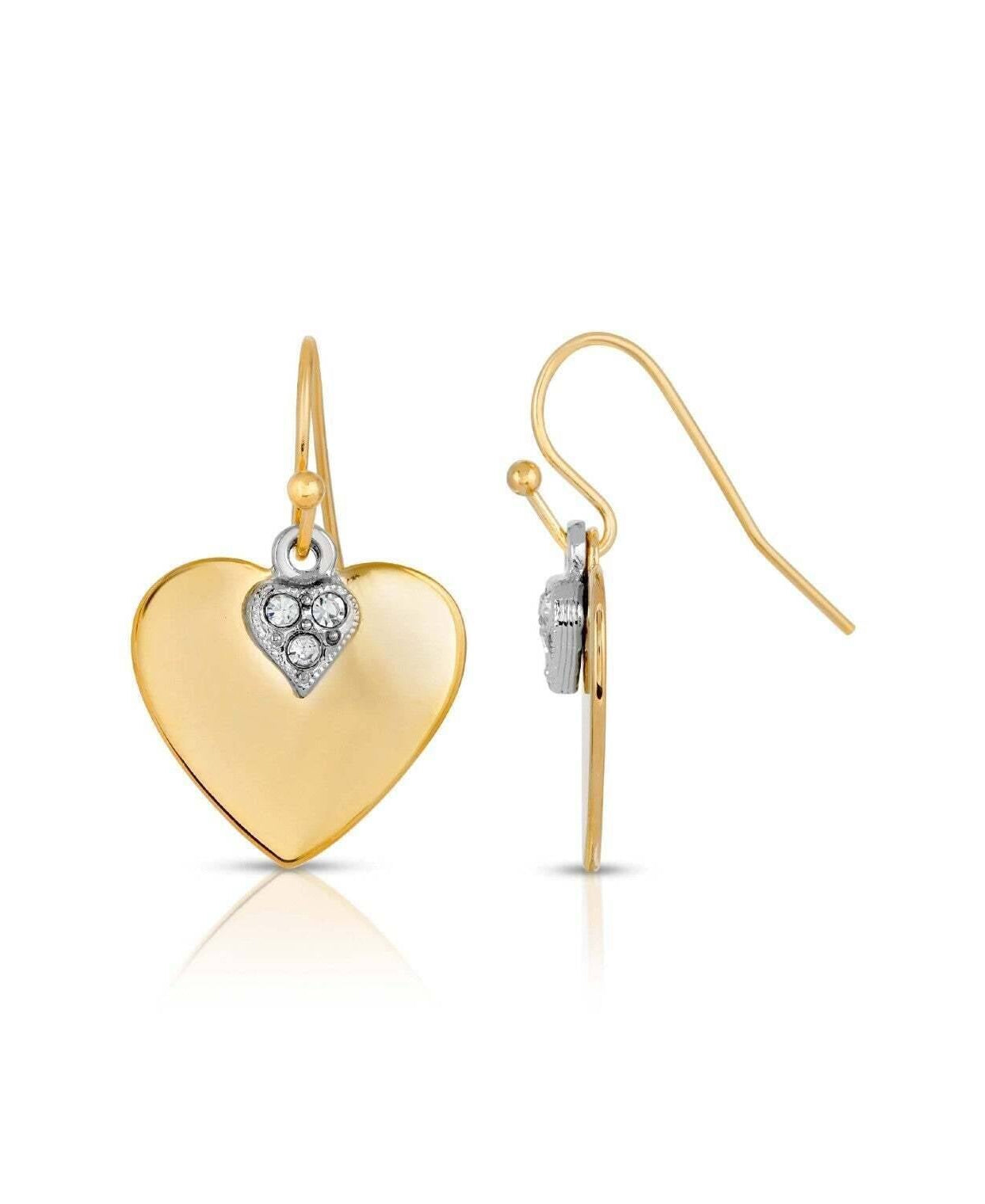 1928 Jewelry Clear Crystal Heart Earrings
