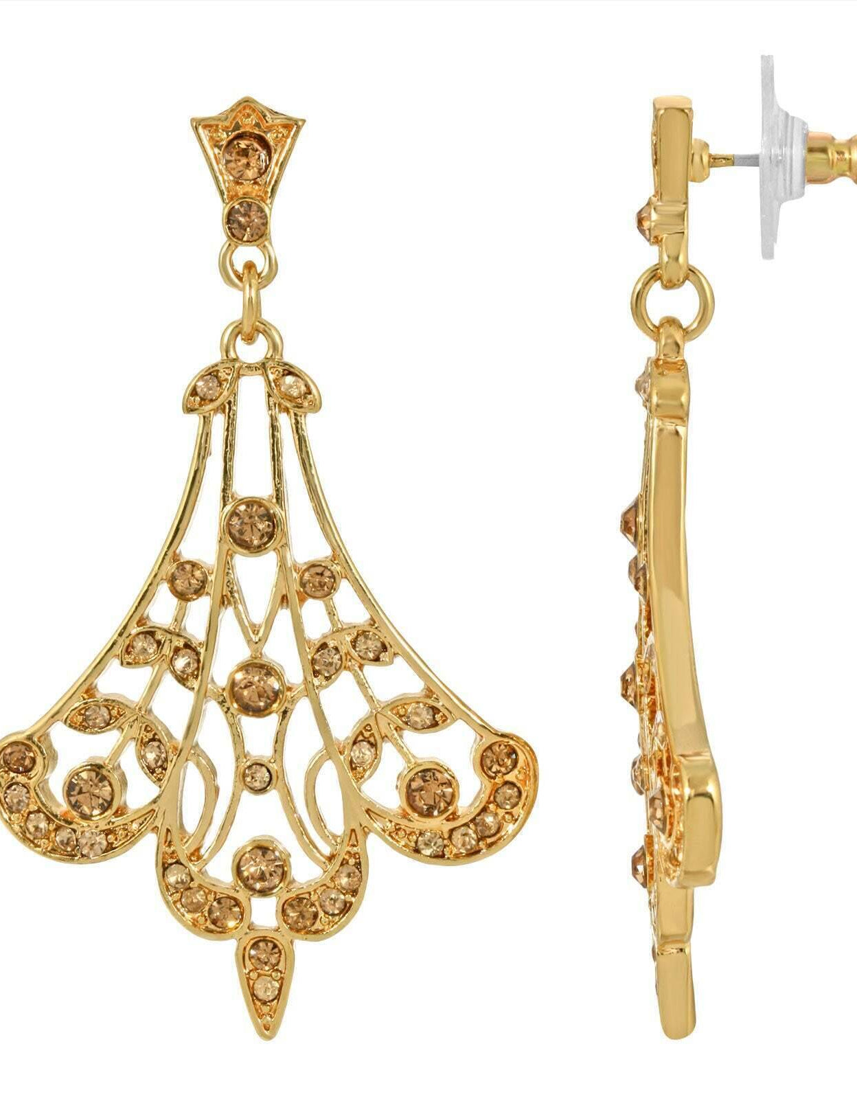 2028 Jewelry Light Colorado Topaz Fan Filigree Drop Earrings