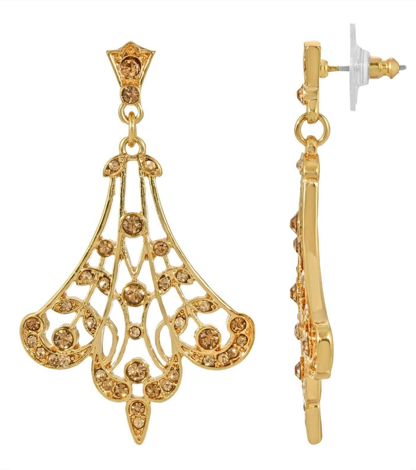 2028 Jewelry Light Colorado Topaz Fan Filigree Drop Earrings
