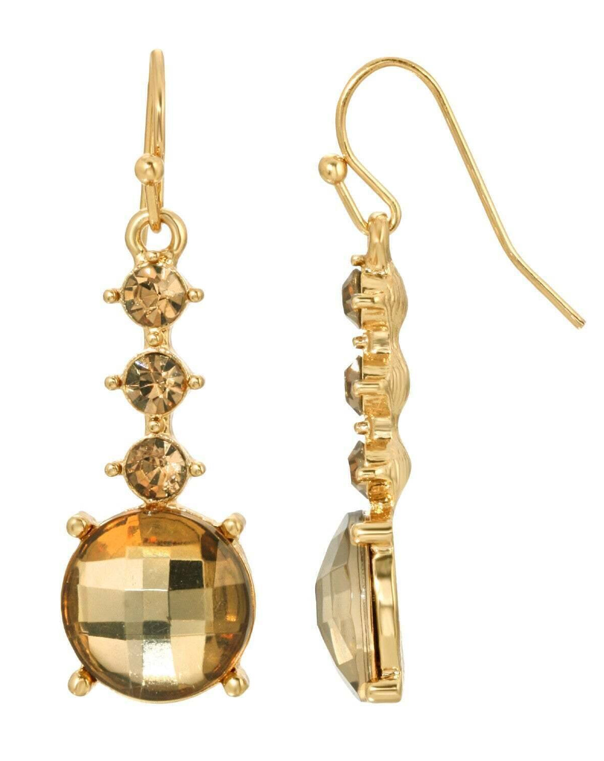 2028 Jewelry Light Colorado Topaz Faceted Round Drop Earrings