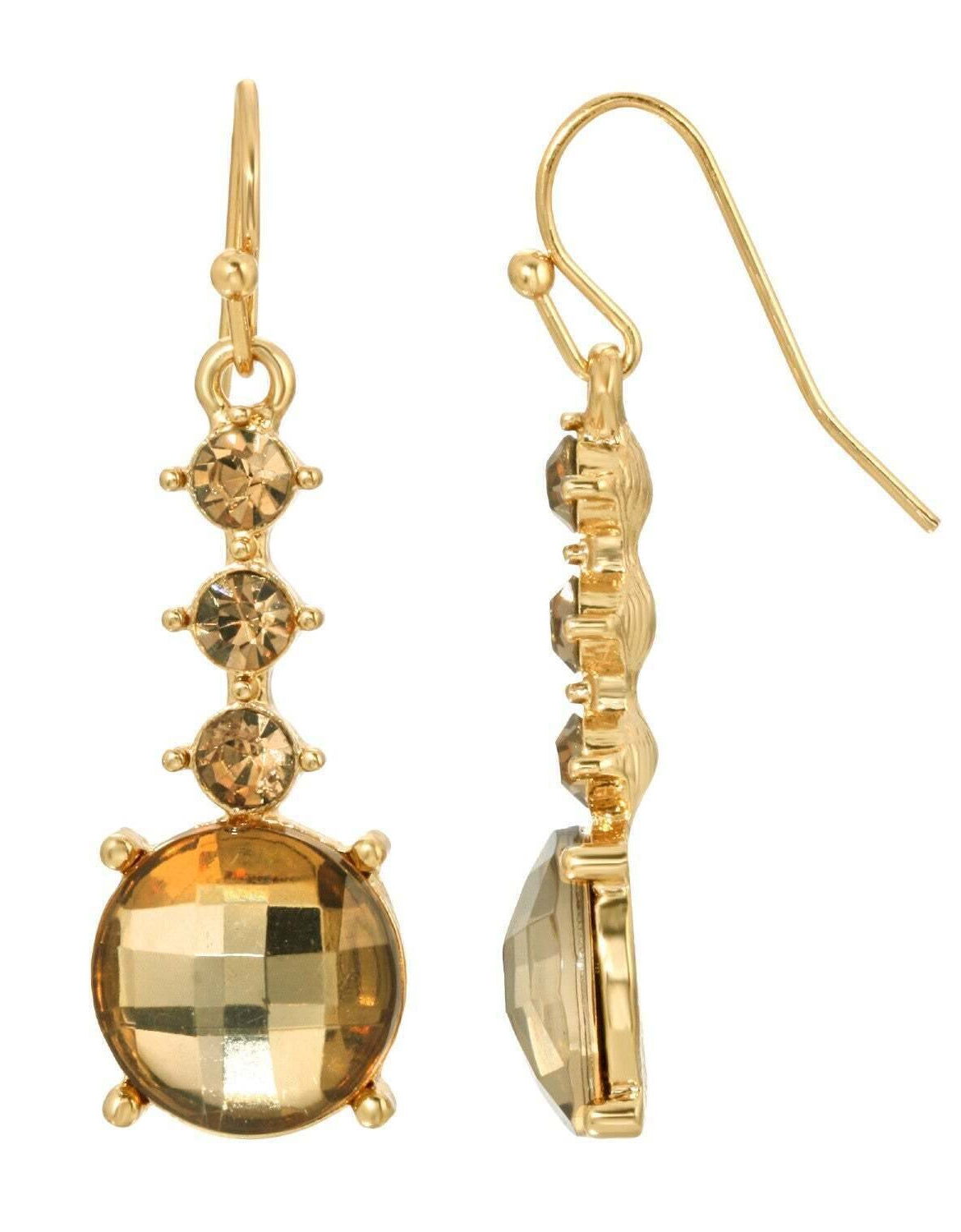 2028 Jewelry Light Colorado Topaz Faceted Round Drop Earrings