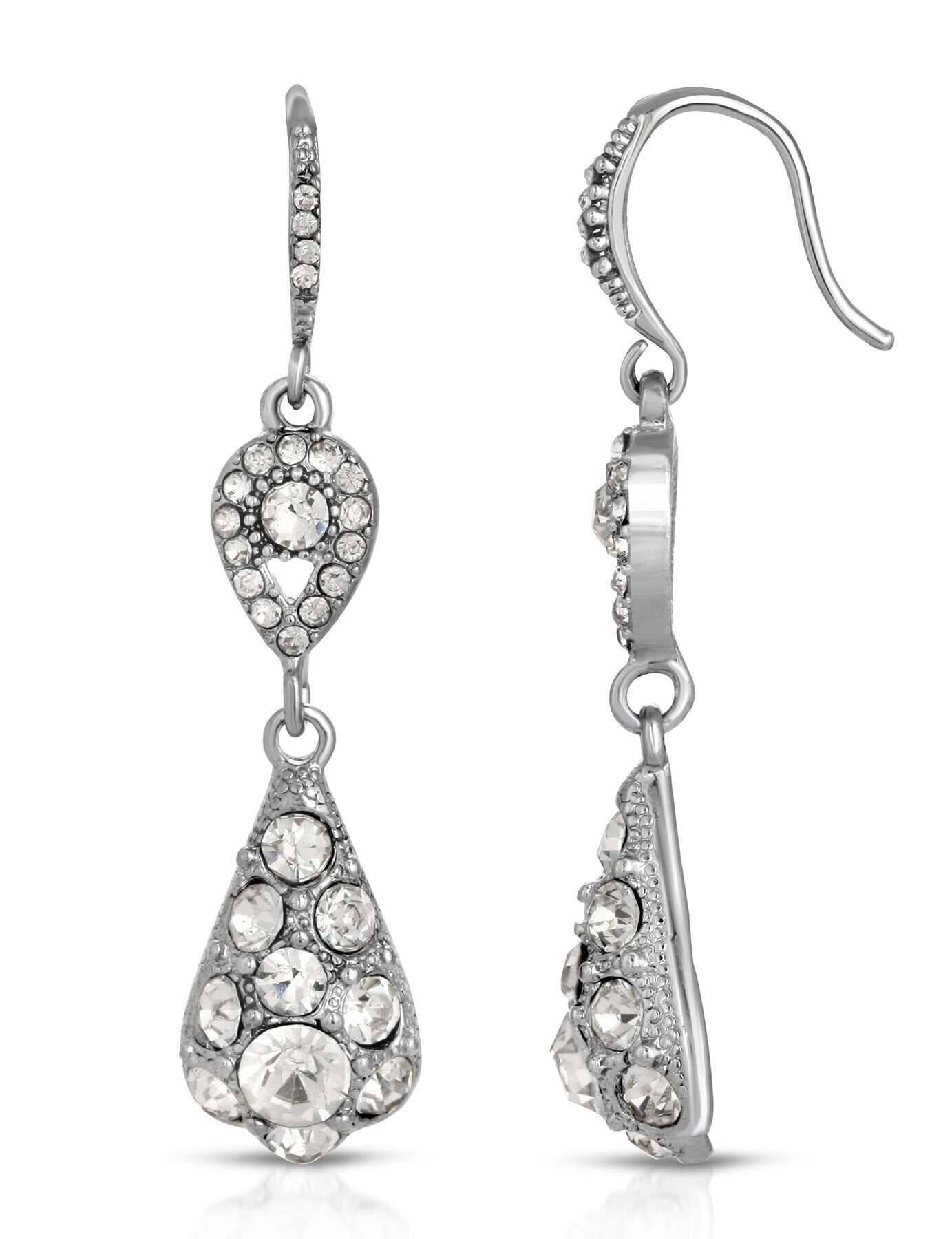 1928 Jewelry Multi Crystal Teardrop Drop Earrings