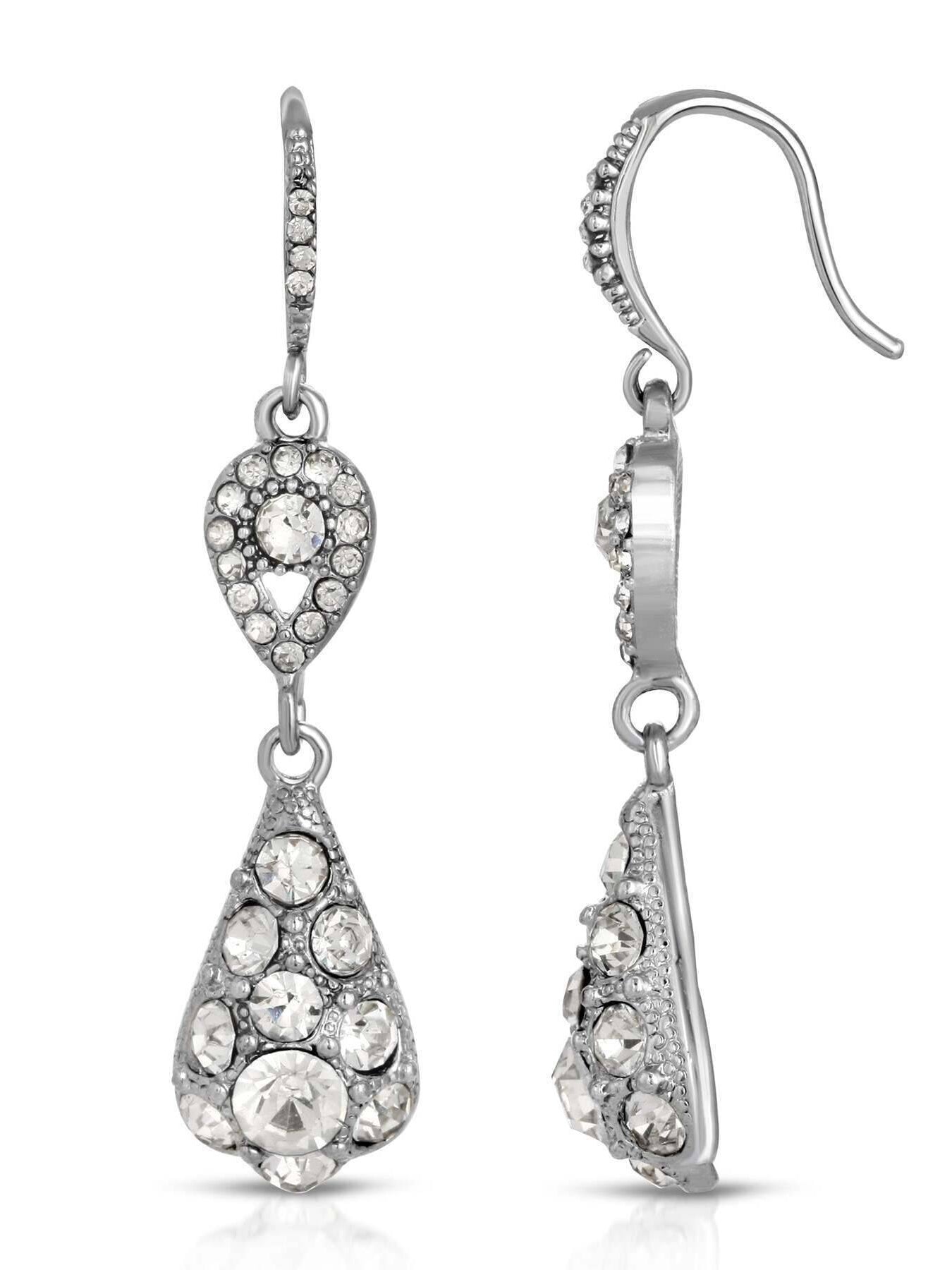 1928 Jewelry Multi Crystal Teardrop Drop Earrings